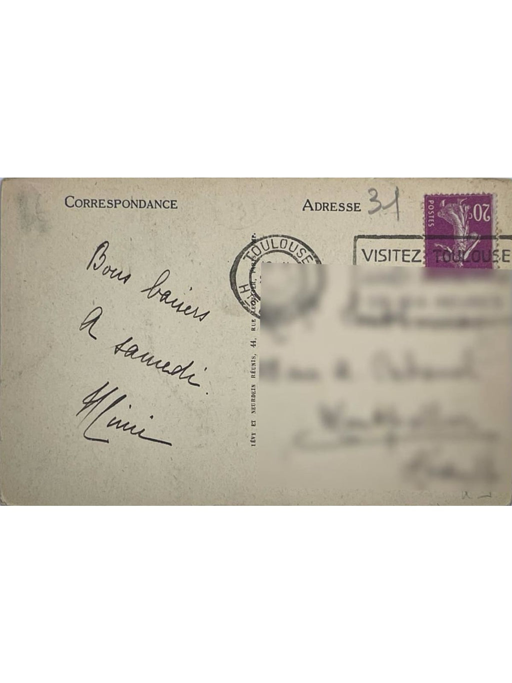 Verso de la carte postale