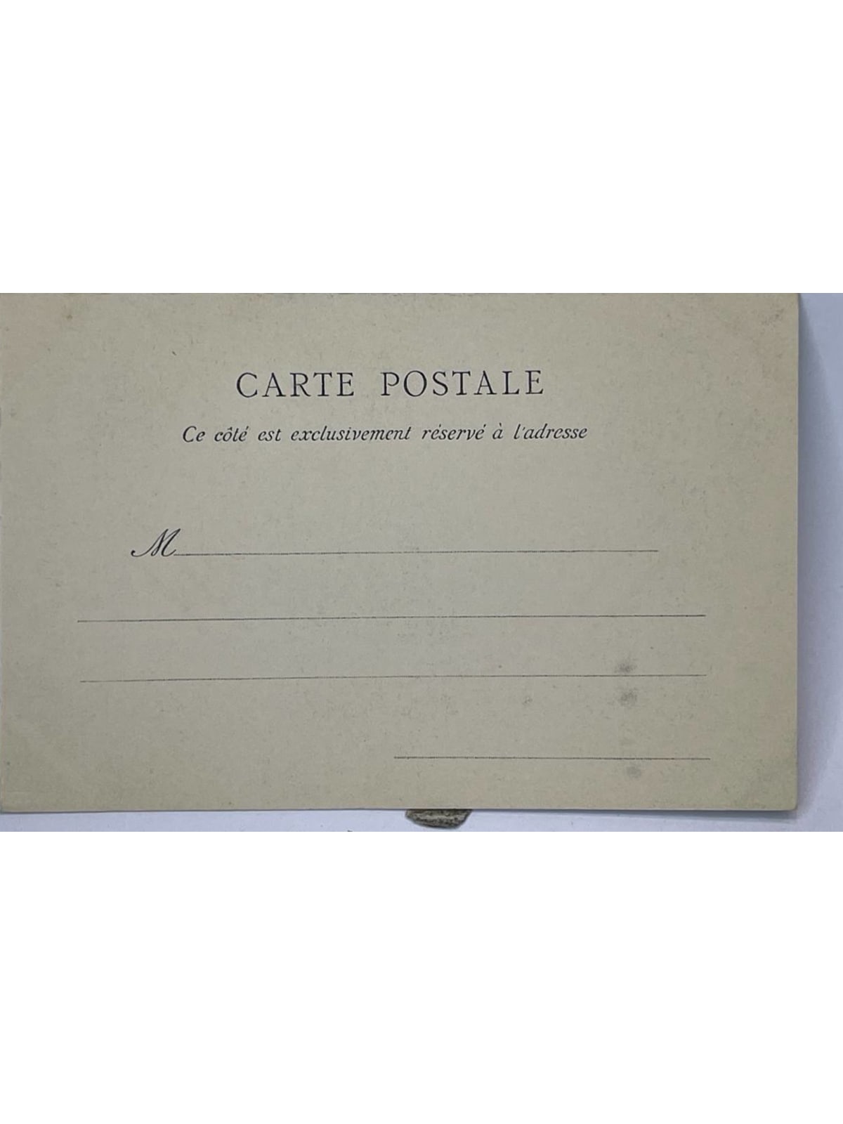 Verso de la carte postale