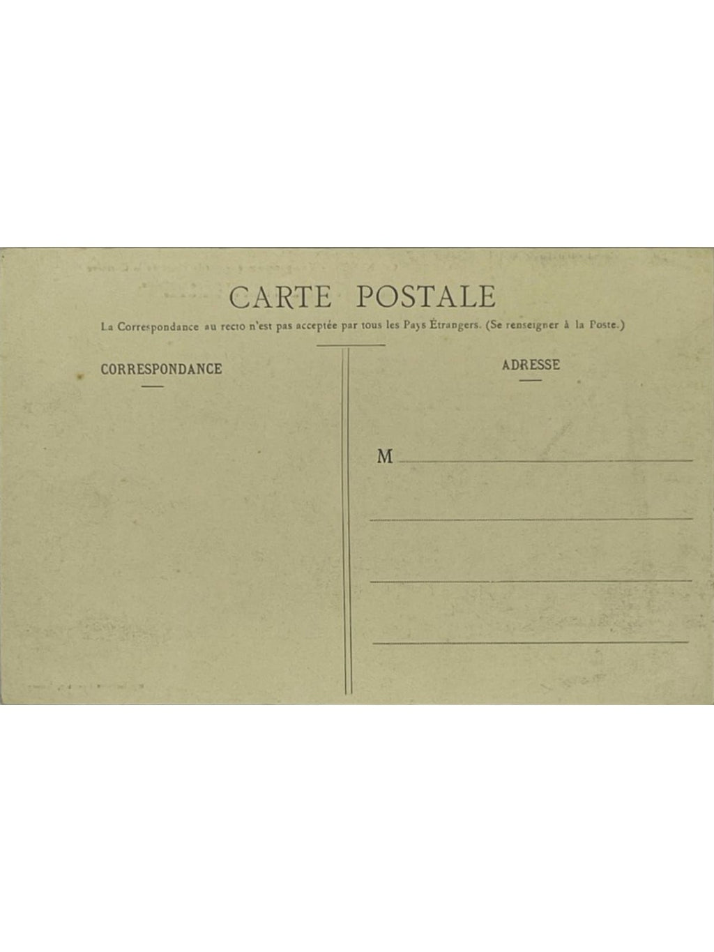 Verso de la carte postale