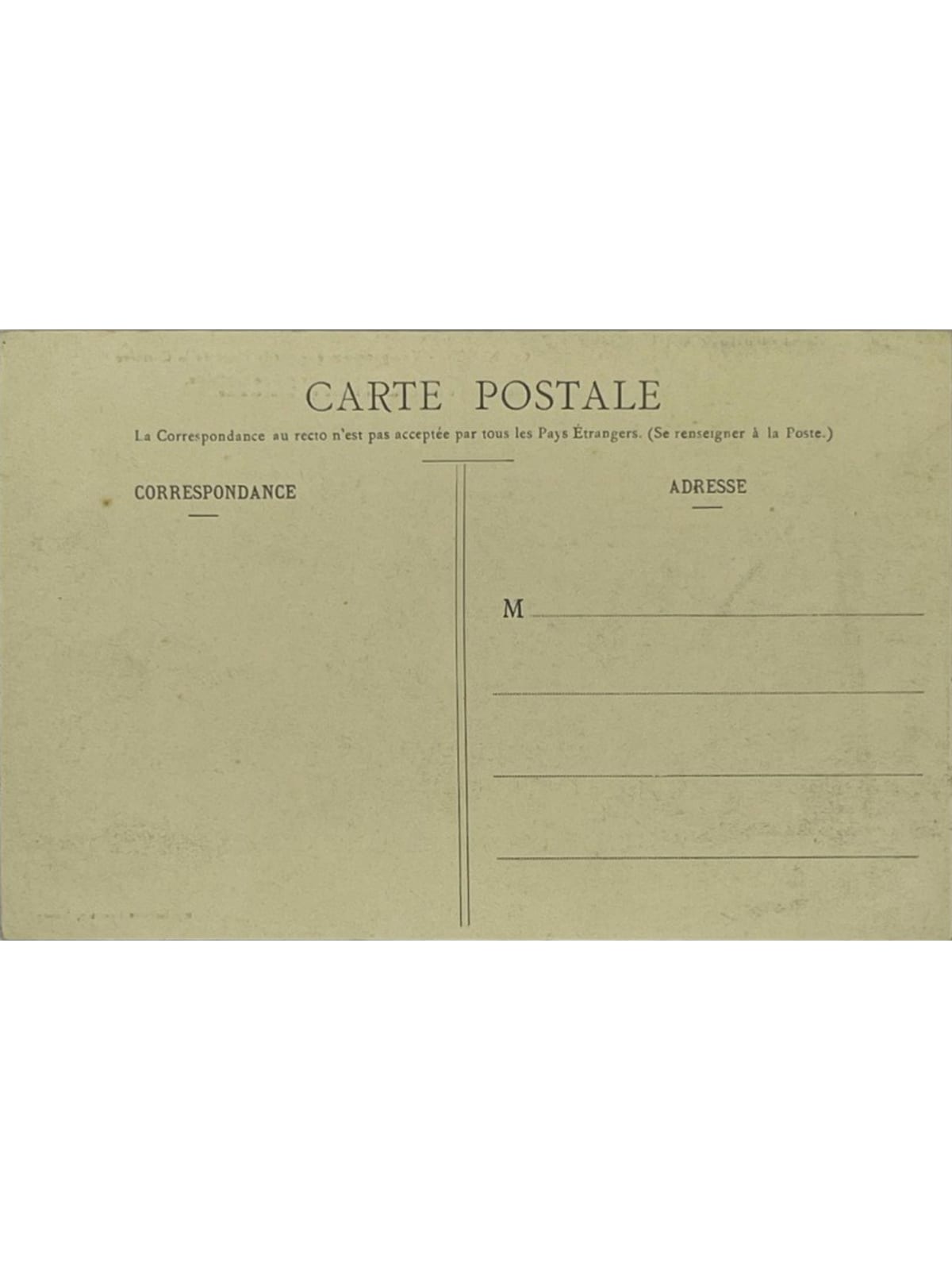 Verso de la carte postale
