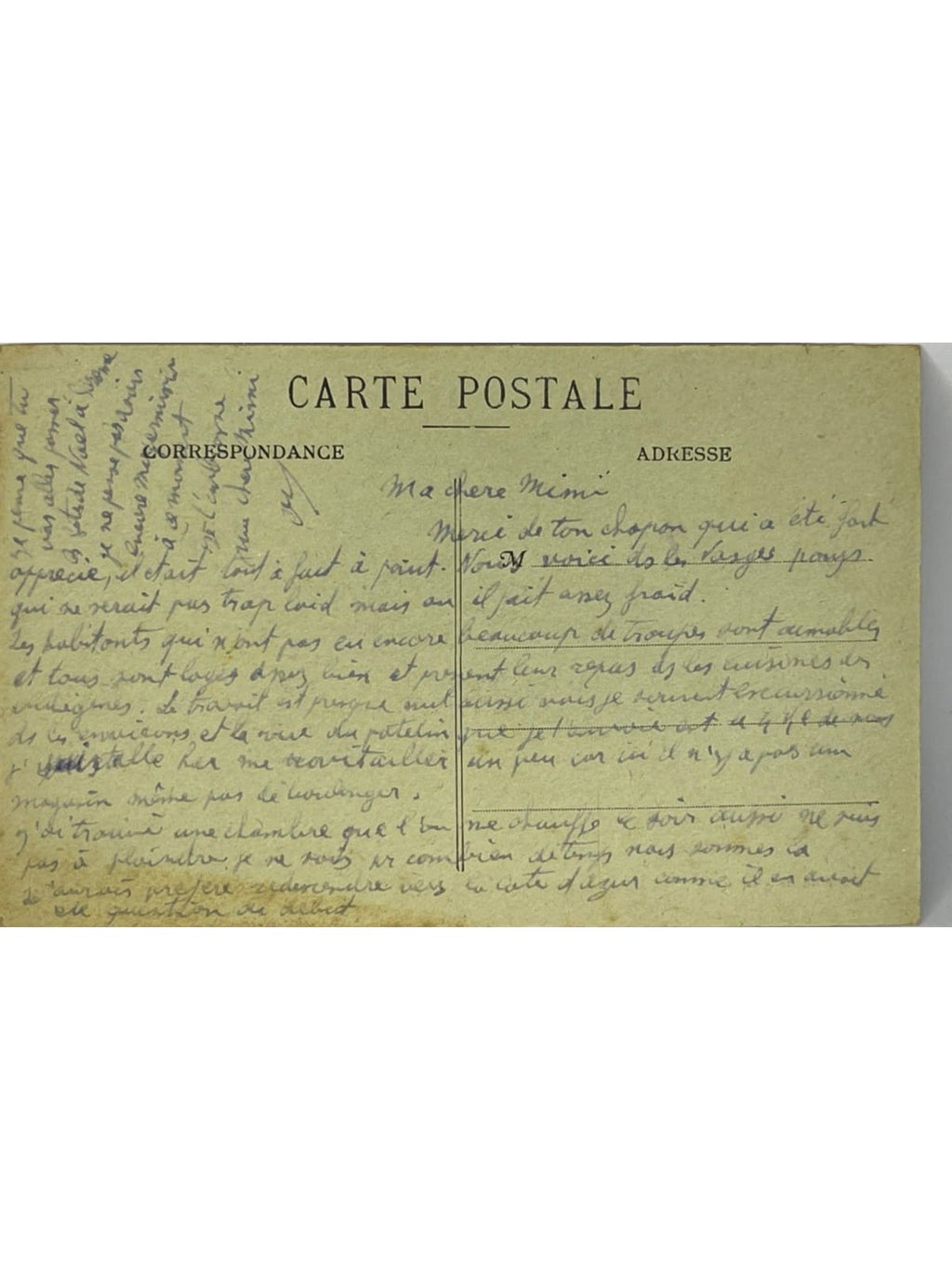 Verso de la carte postale