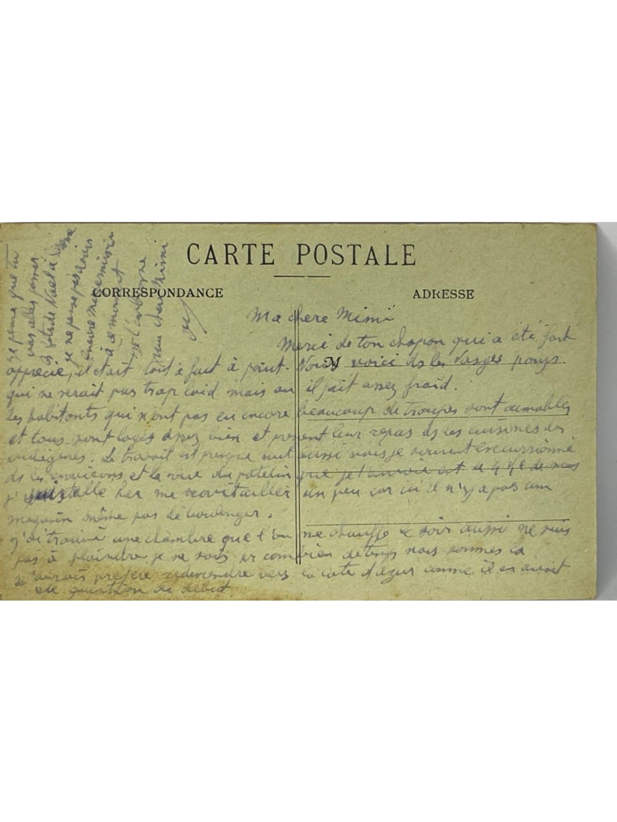 Verso de la carte postale