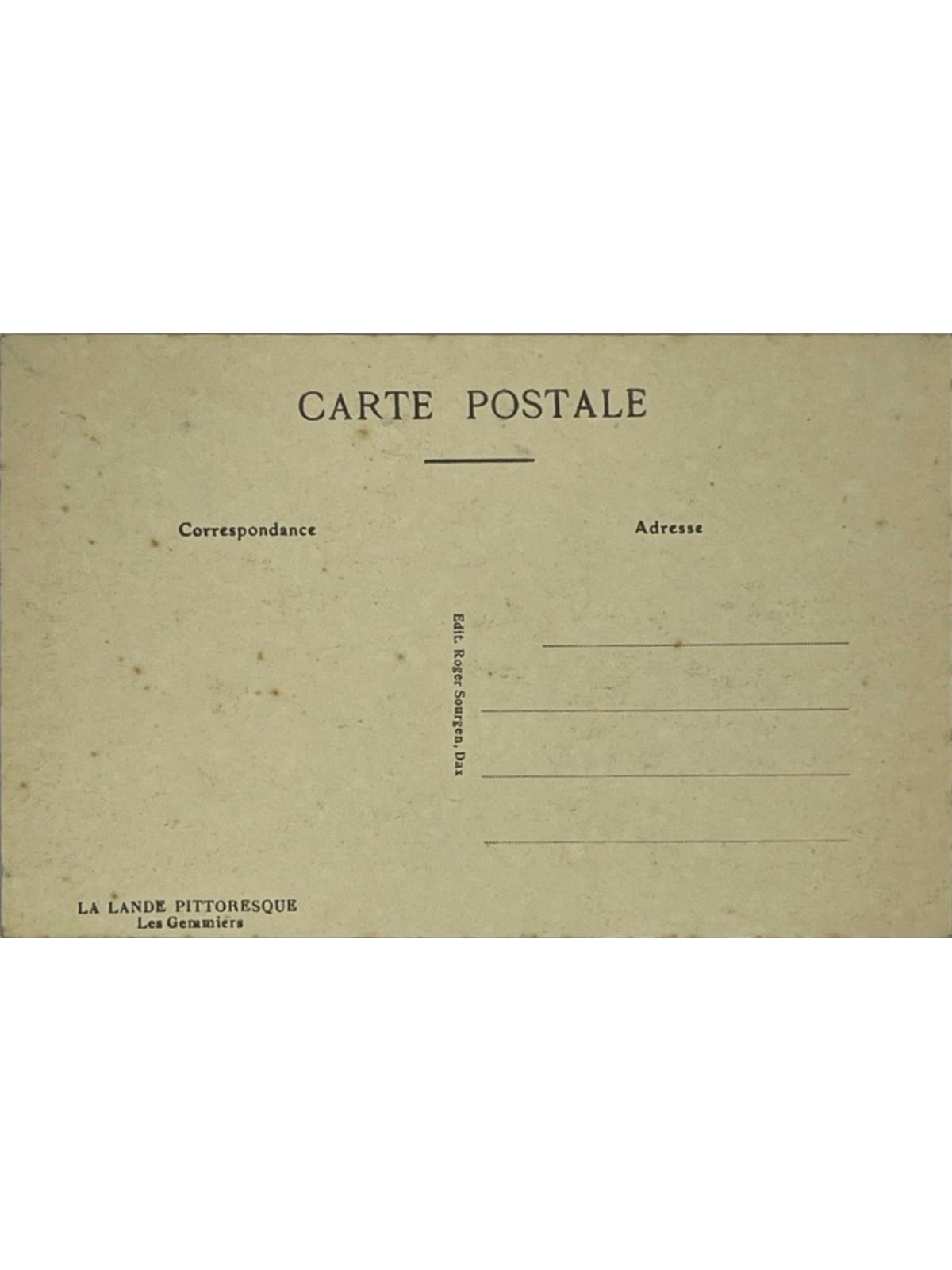 Verso de la carte postale