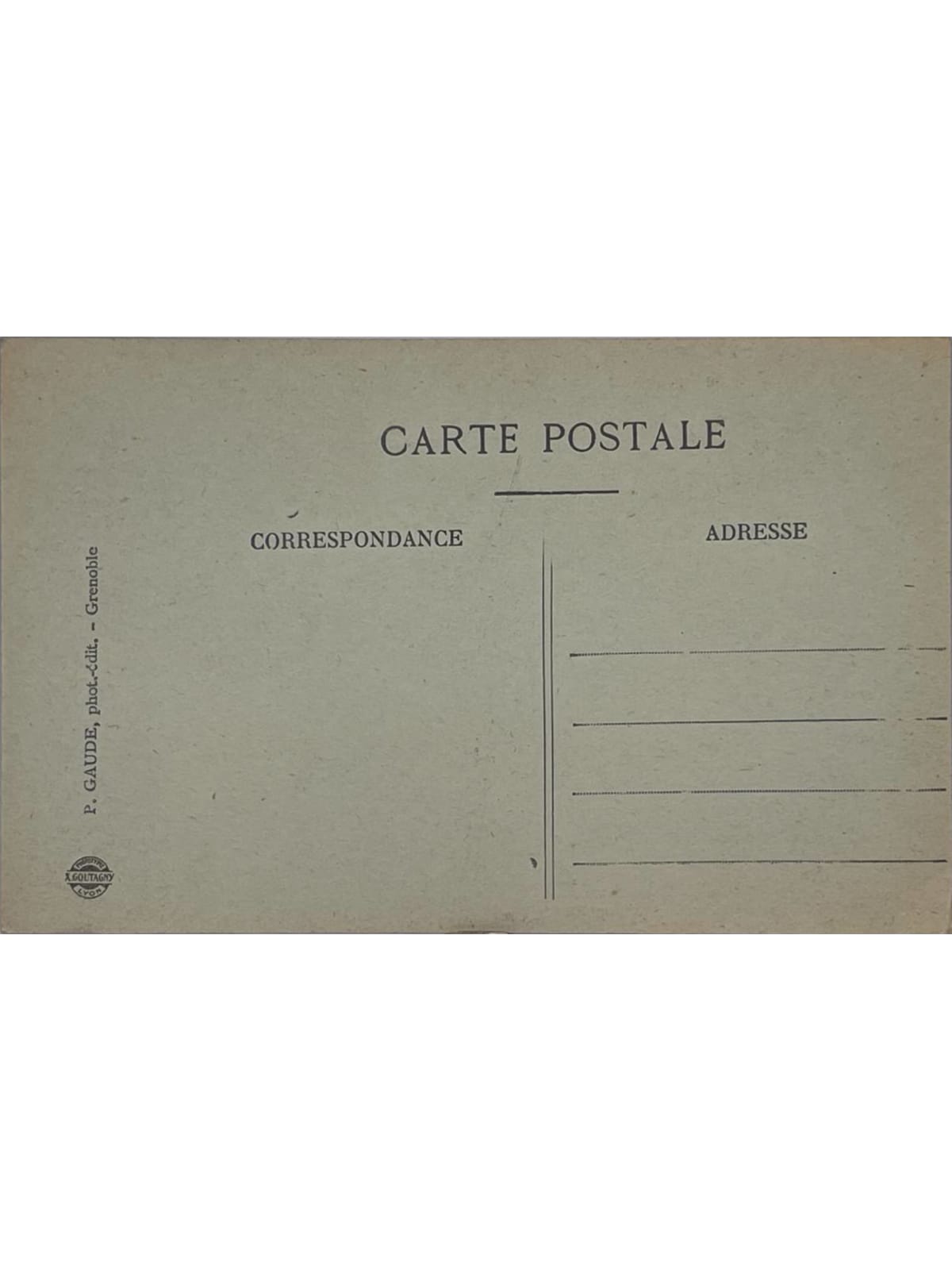 Verso de la carte postale