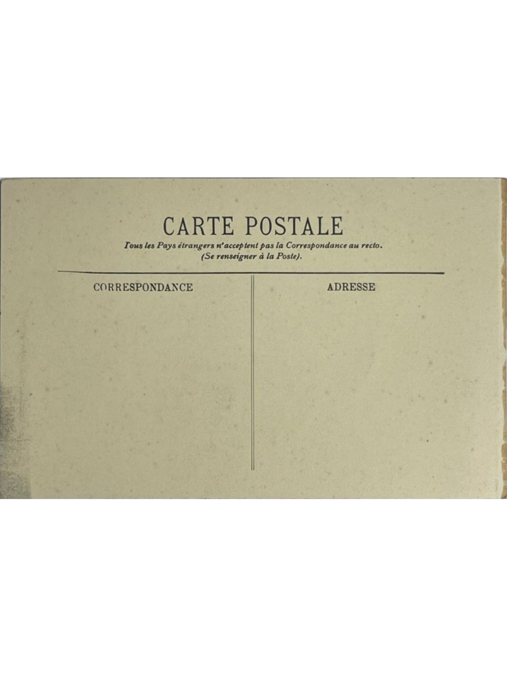 Verso de la carte postale
