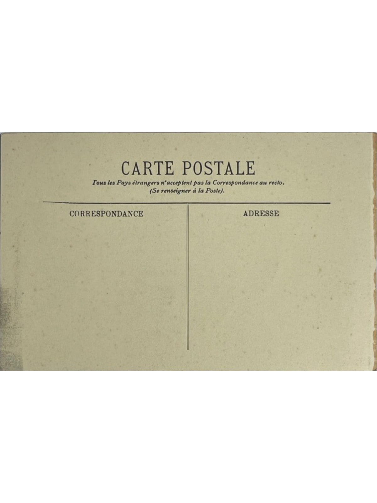 Verso de la carte postale