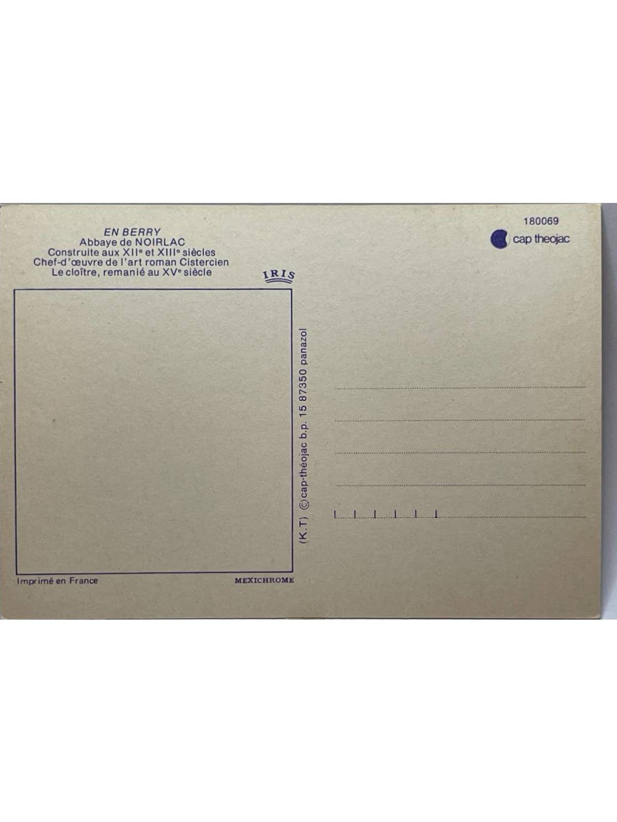 Verso de la carte postale