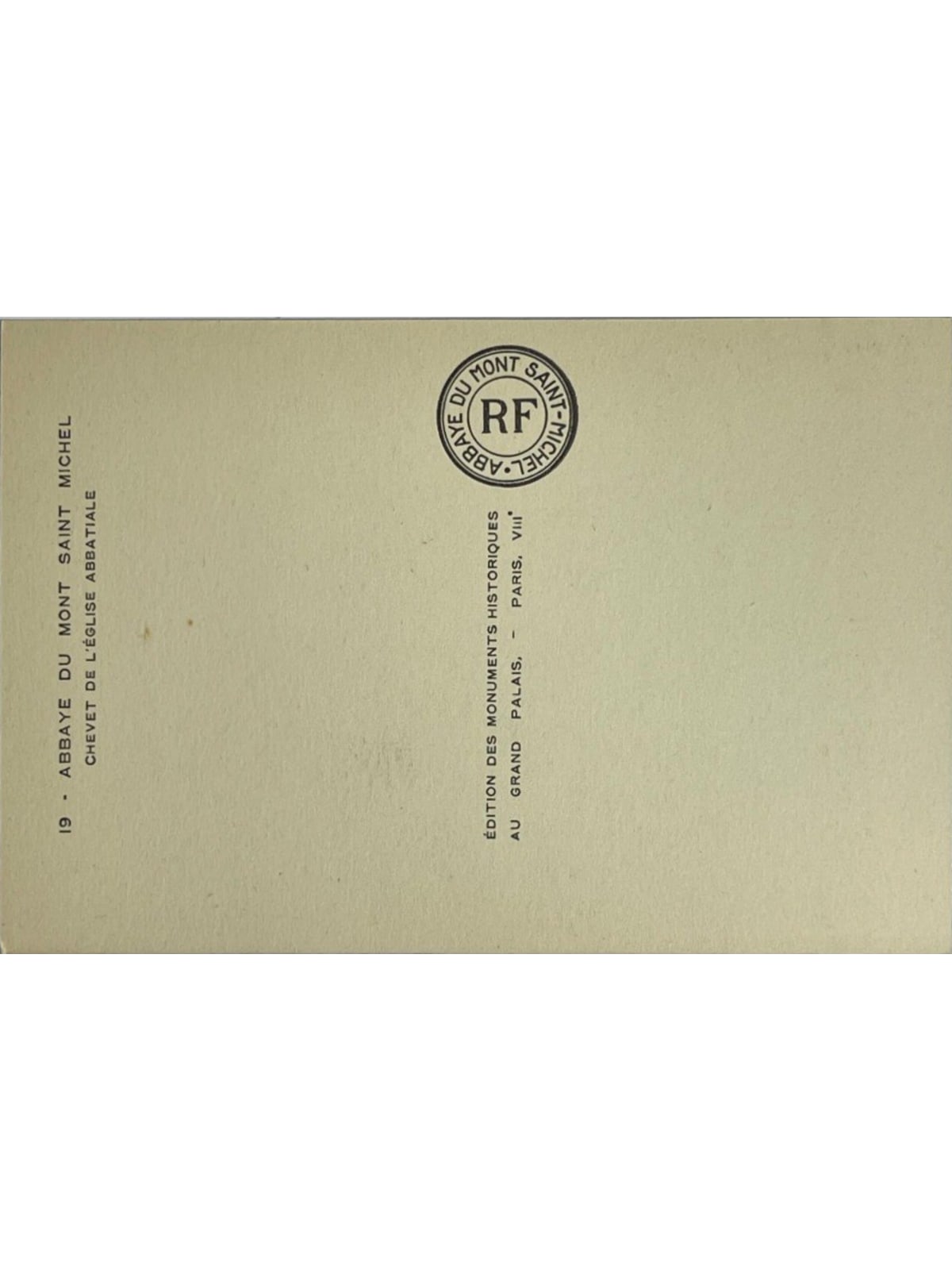 Verso de la carte postale