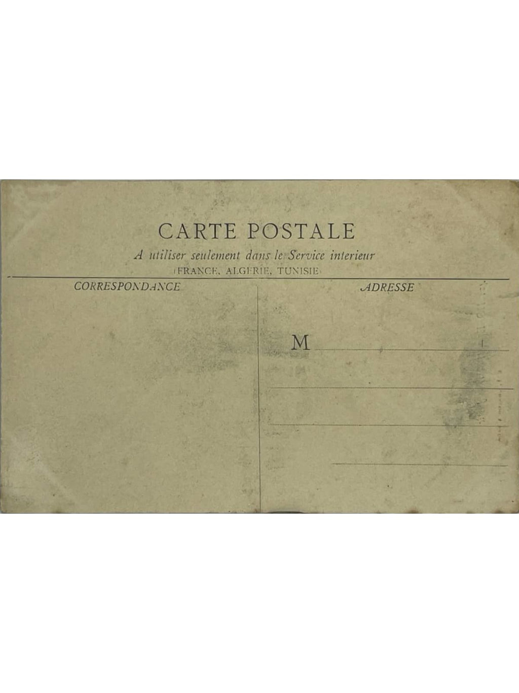 Verso de la carte postale