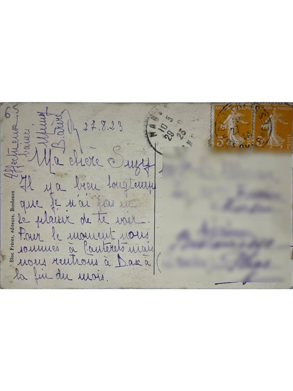 Verso de la carte postale