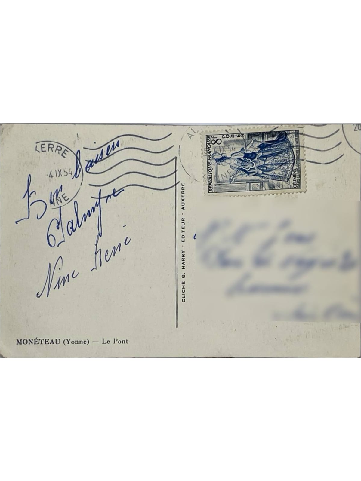 Verso de la carte postale