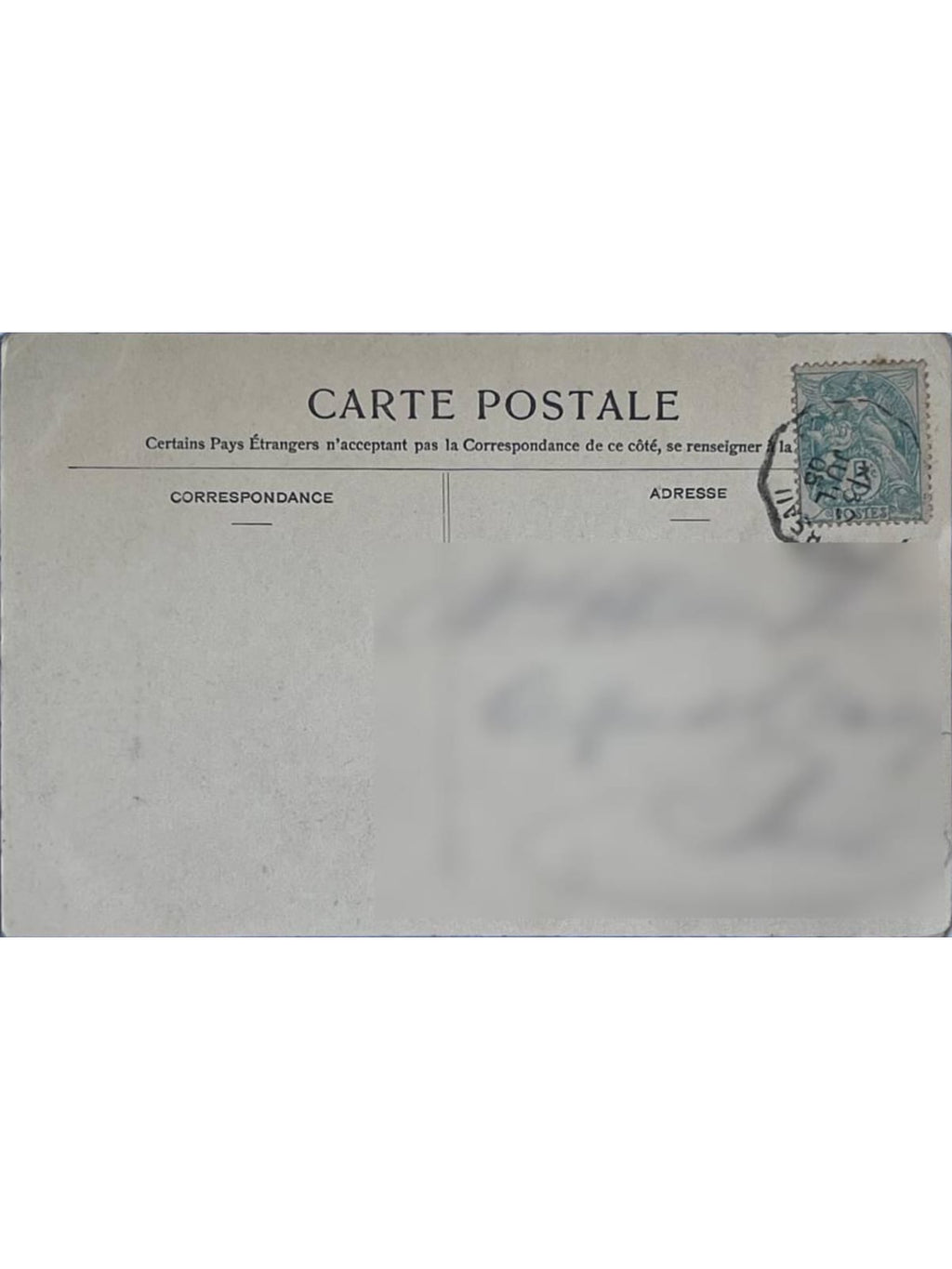 Verso de la carte postale