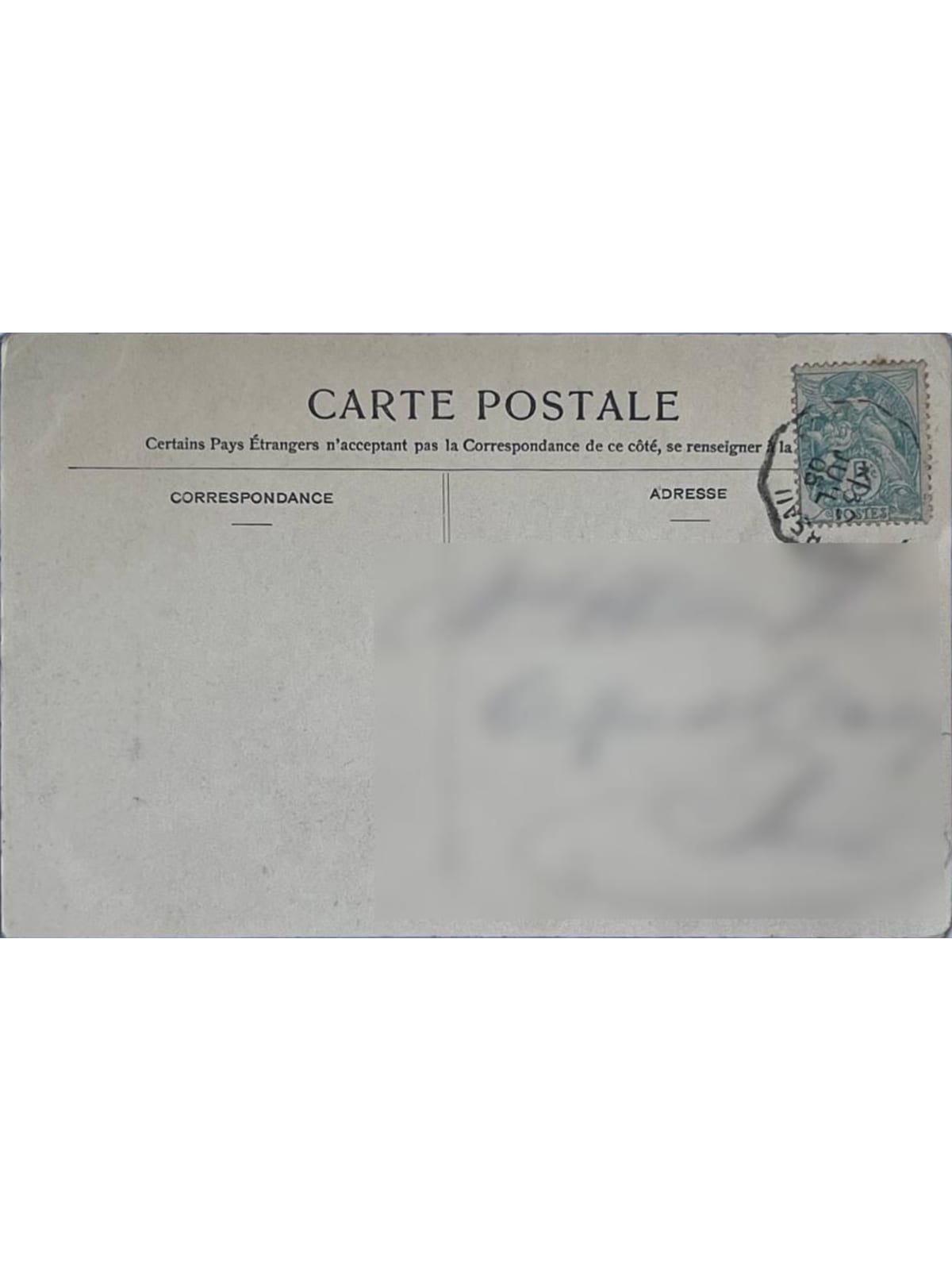 Verso de la carte postale