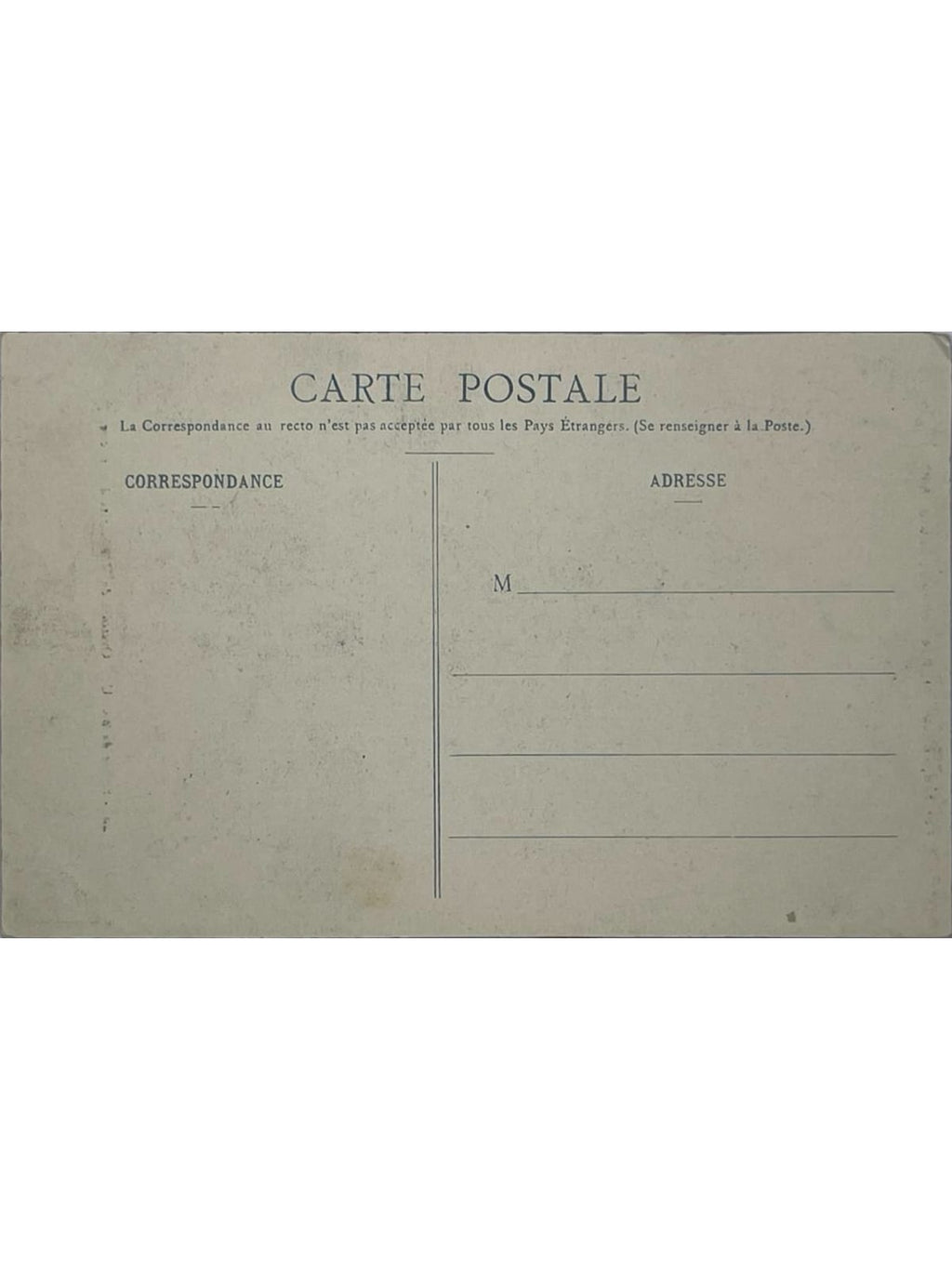 Verso de la carte postale