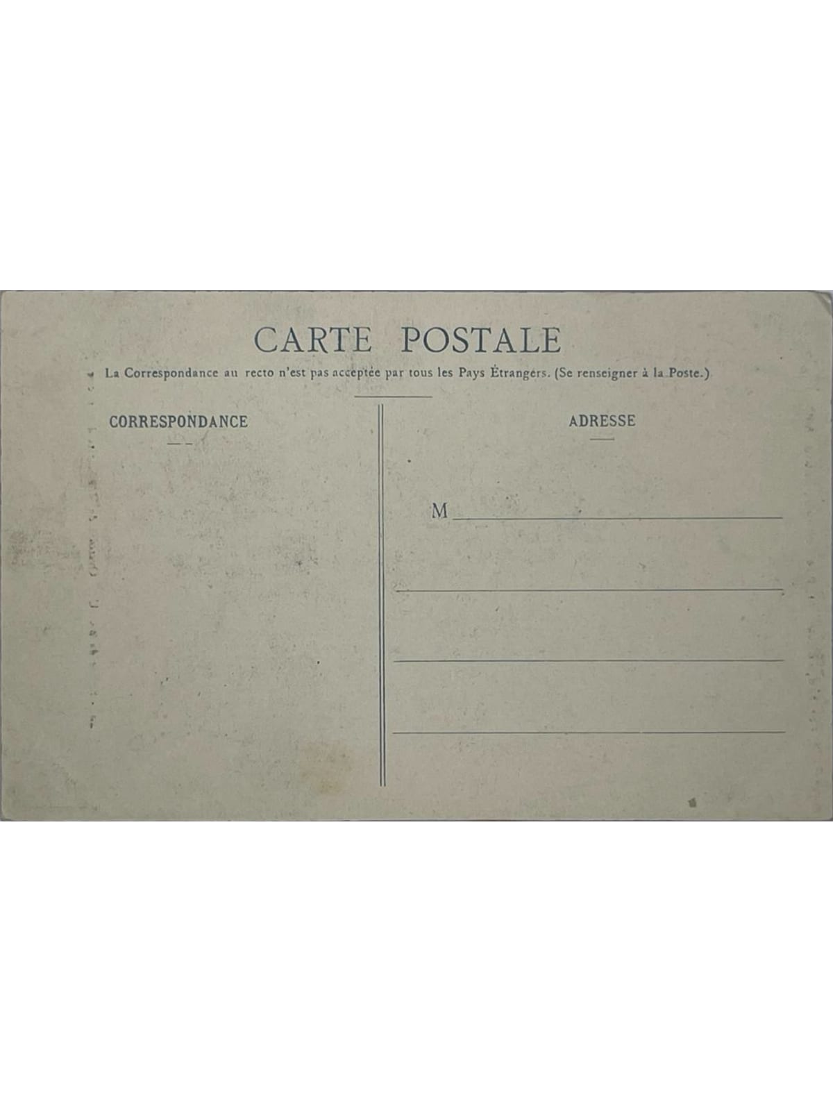 Verso de la carte postale