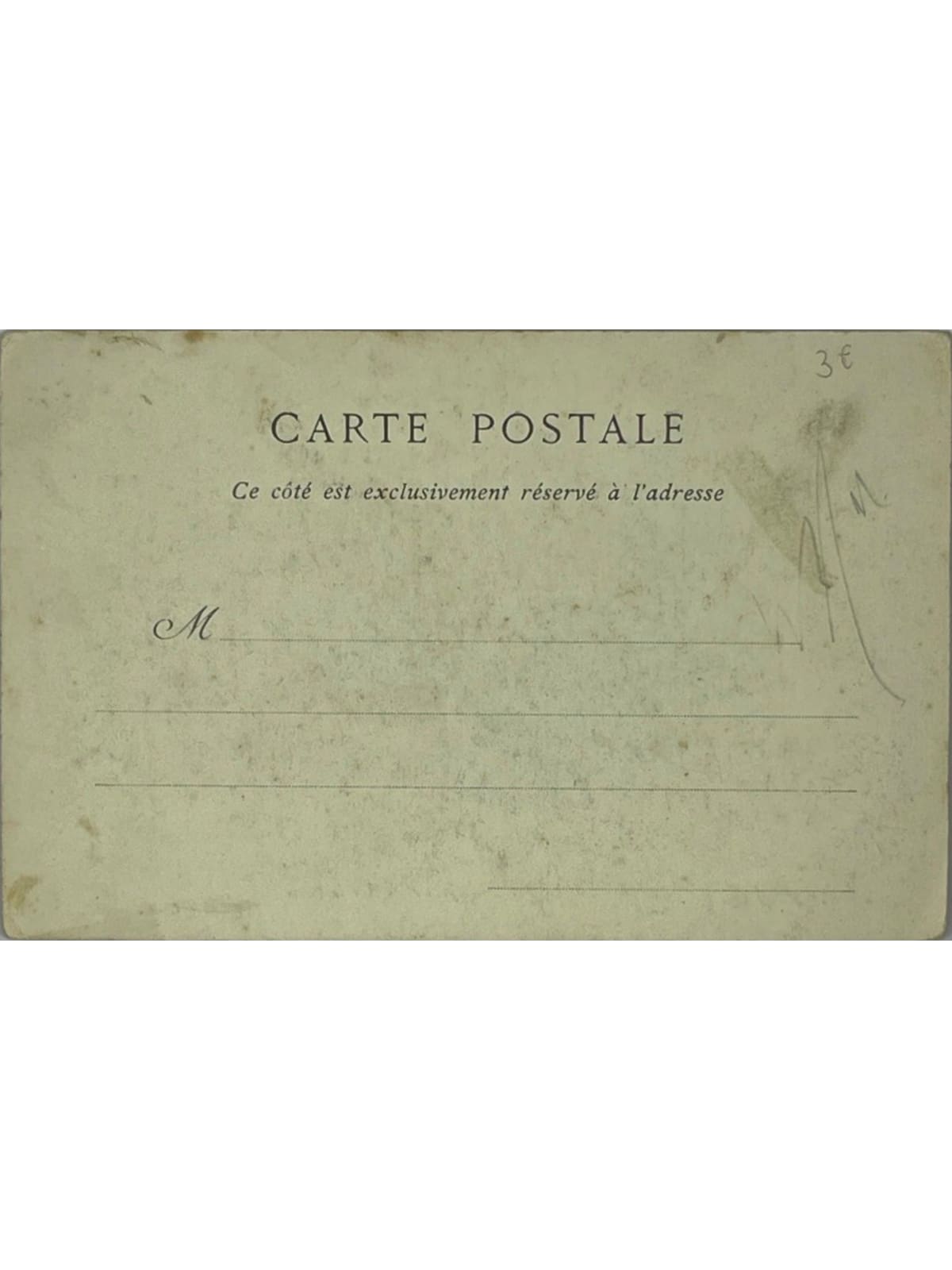 Verso de la carte postale