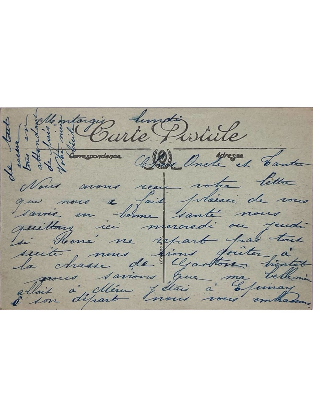 Verso de la carte postale