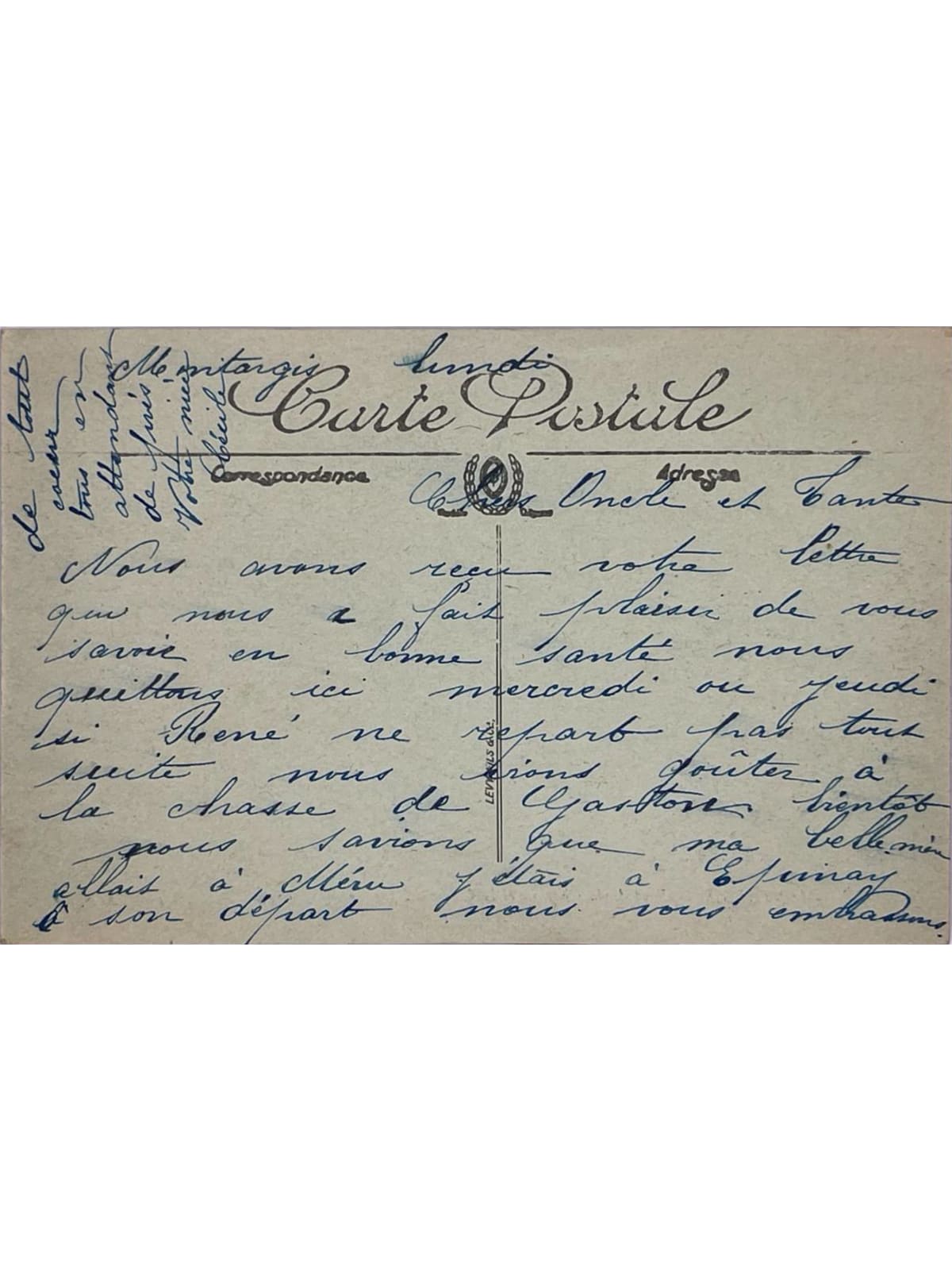 Verso de la carte postale