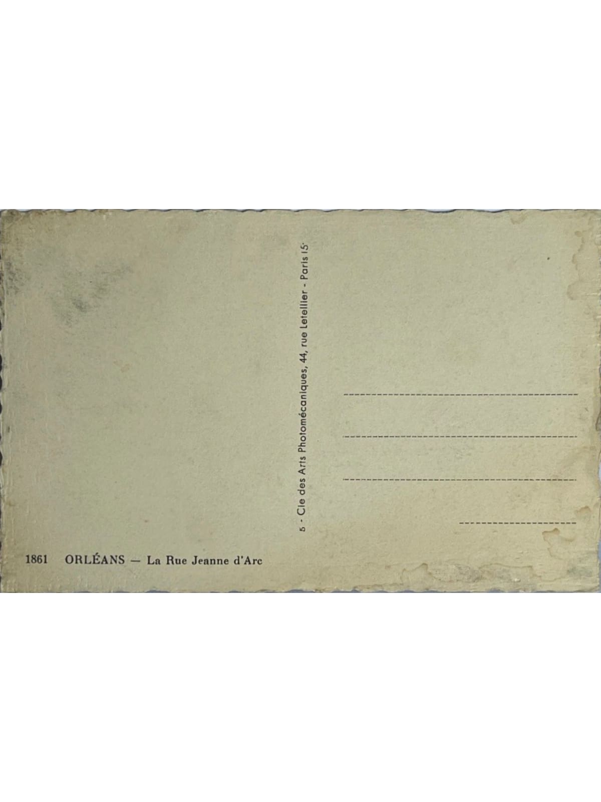 Verso de la carte postale