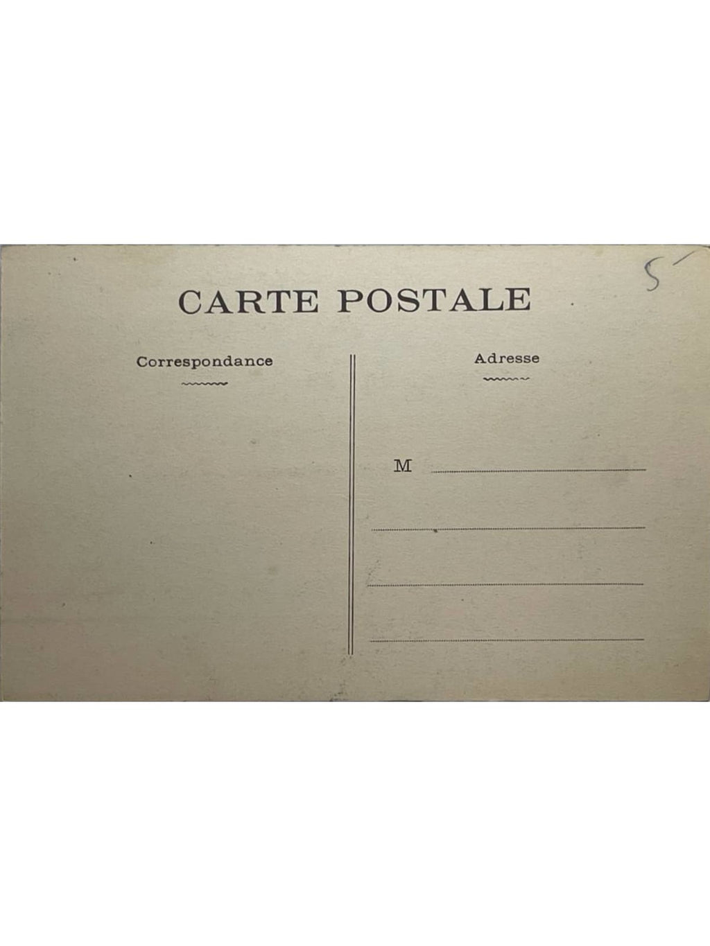 Verso de la carte postale