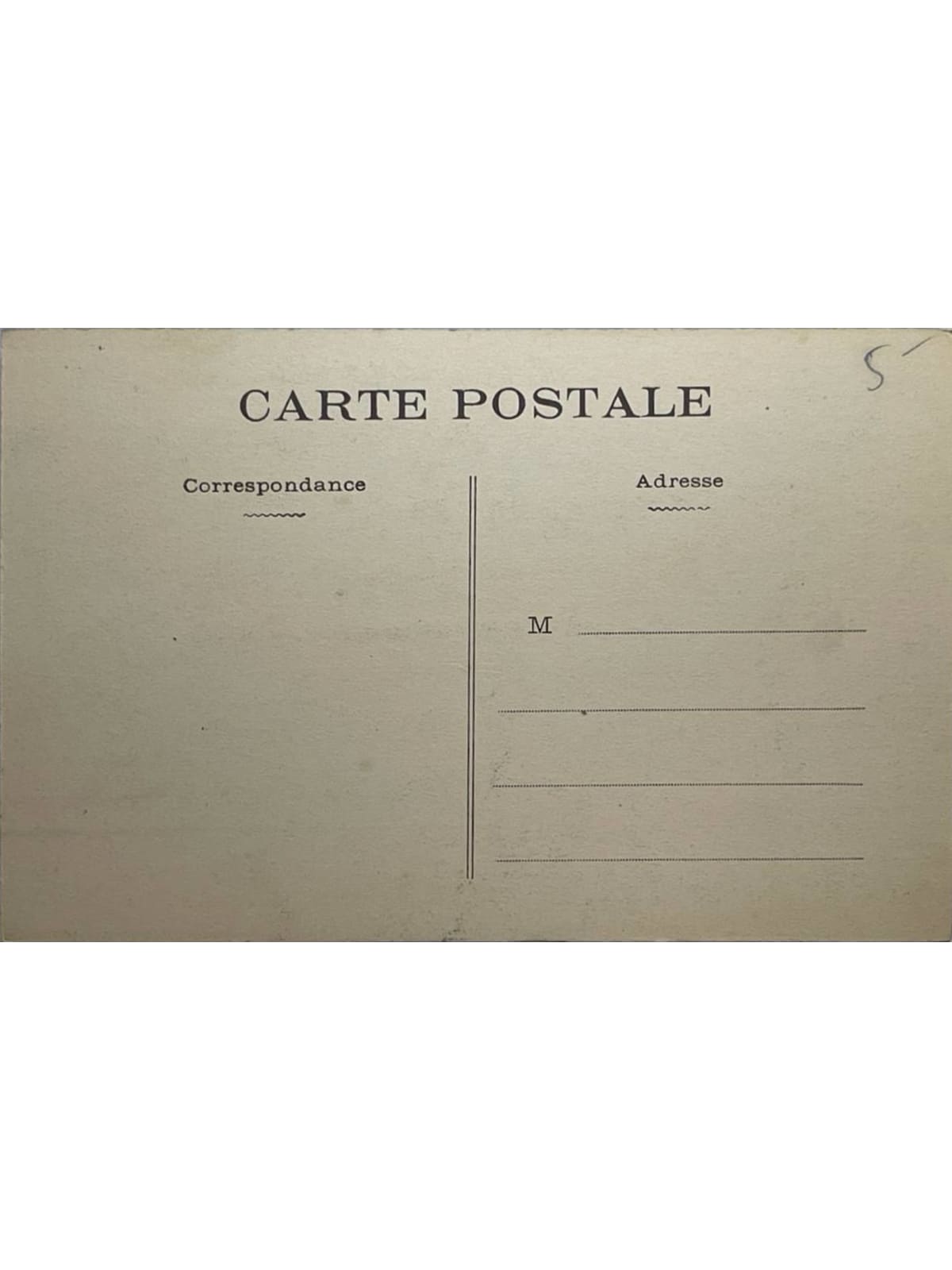 Verso de la carte postale