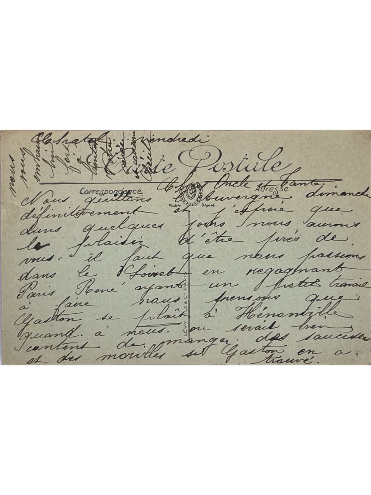 Verso de la carte postale