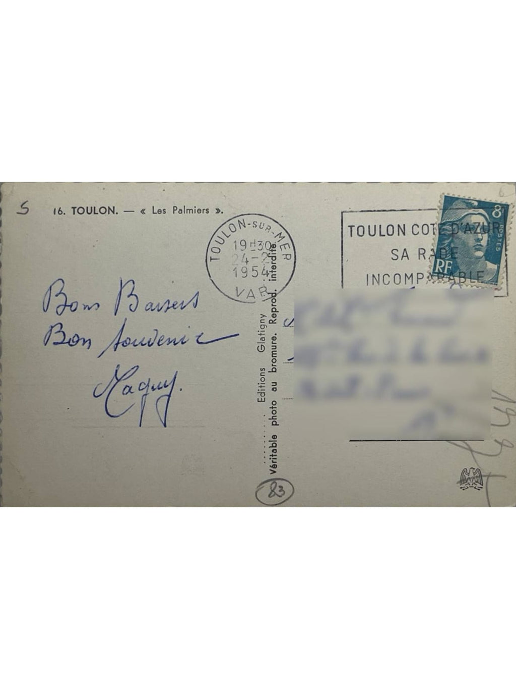 Verso de la carte postale
