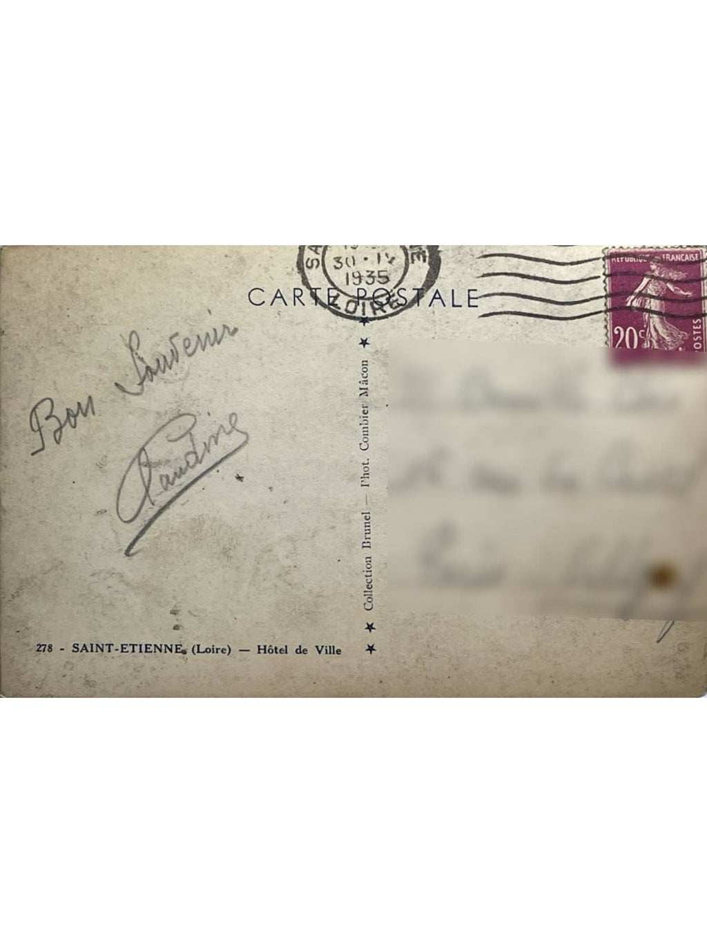 Verso de la carte postale