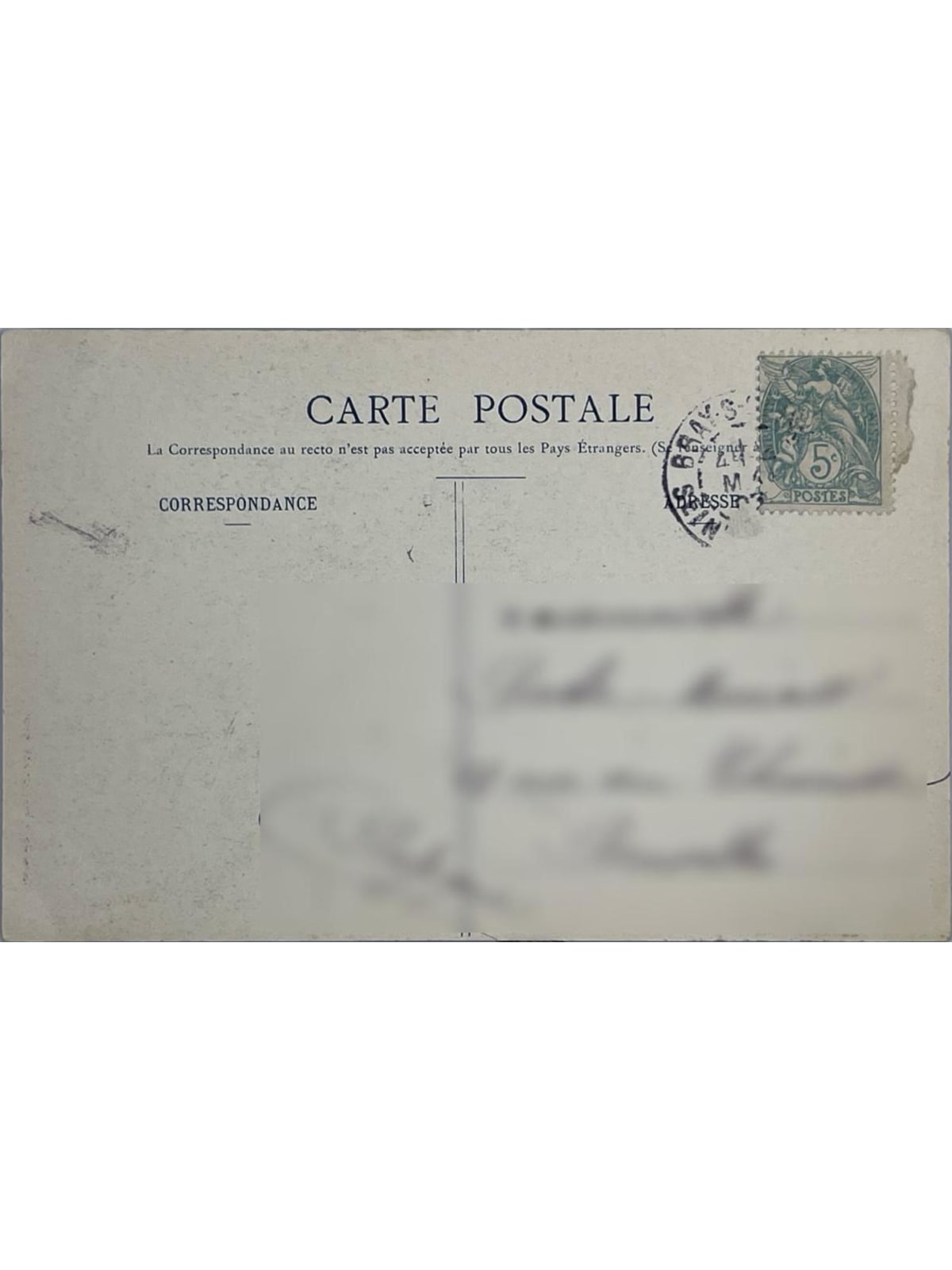 Verso de la carte postale