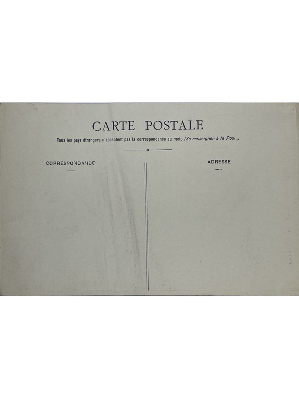 Verso de la carte postale