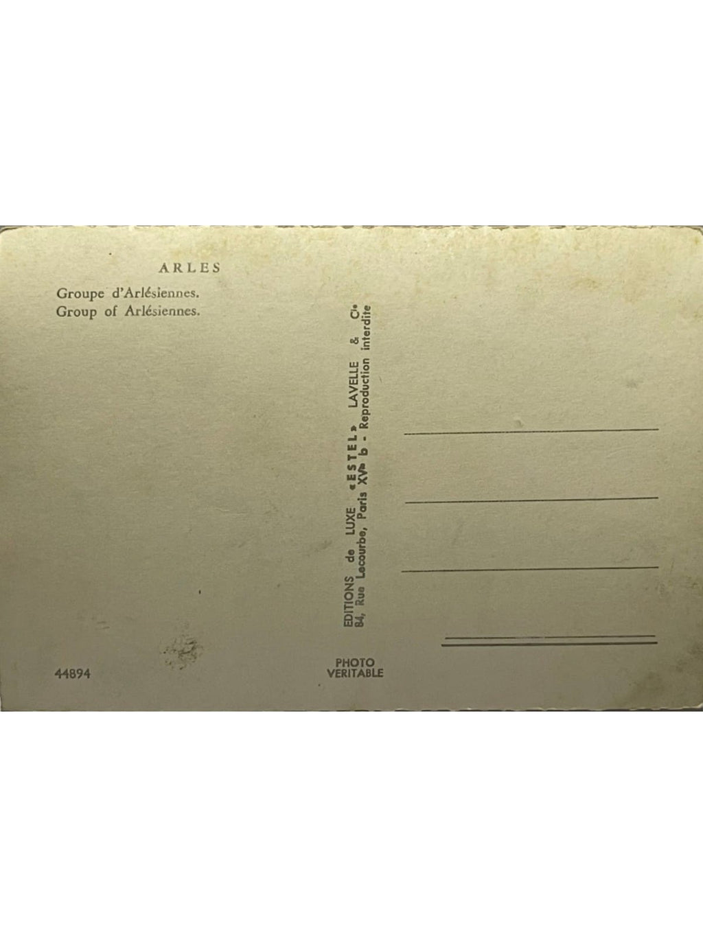 Verso de la carte postale