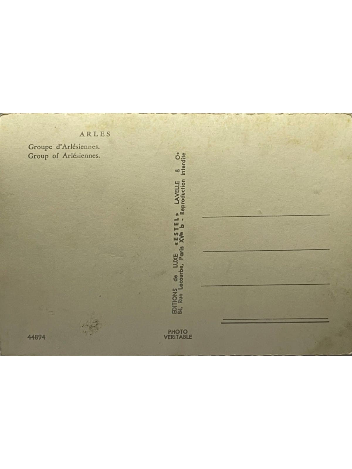 Verso de la carte postale