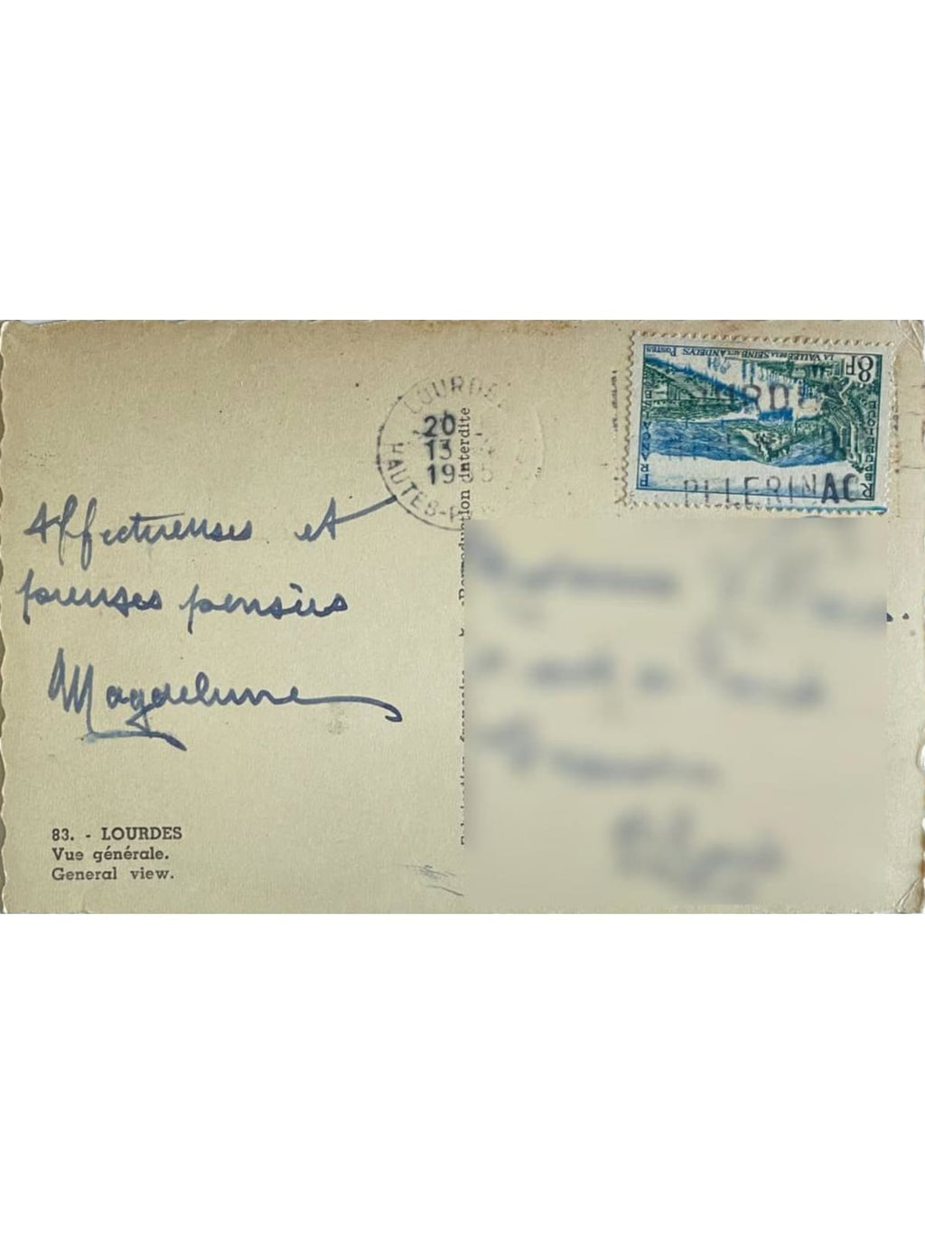 Verso de la carte postale