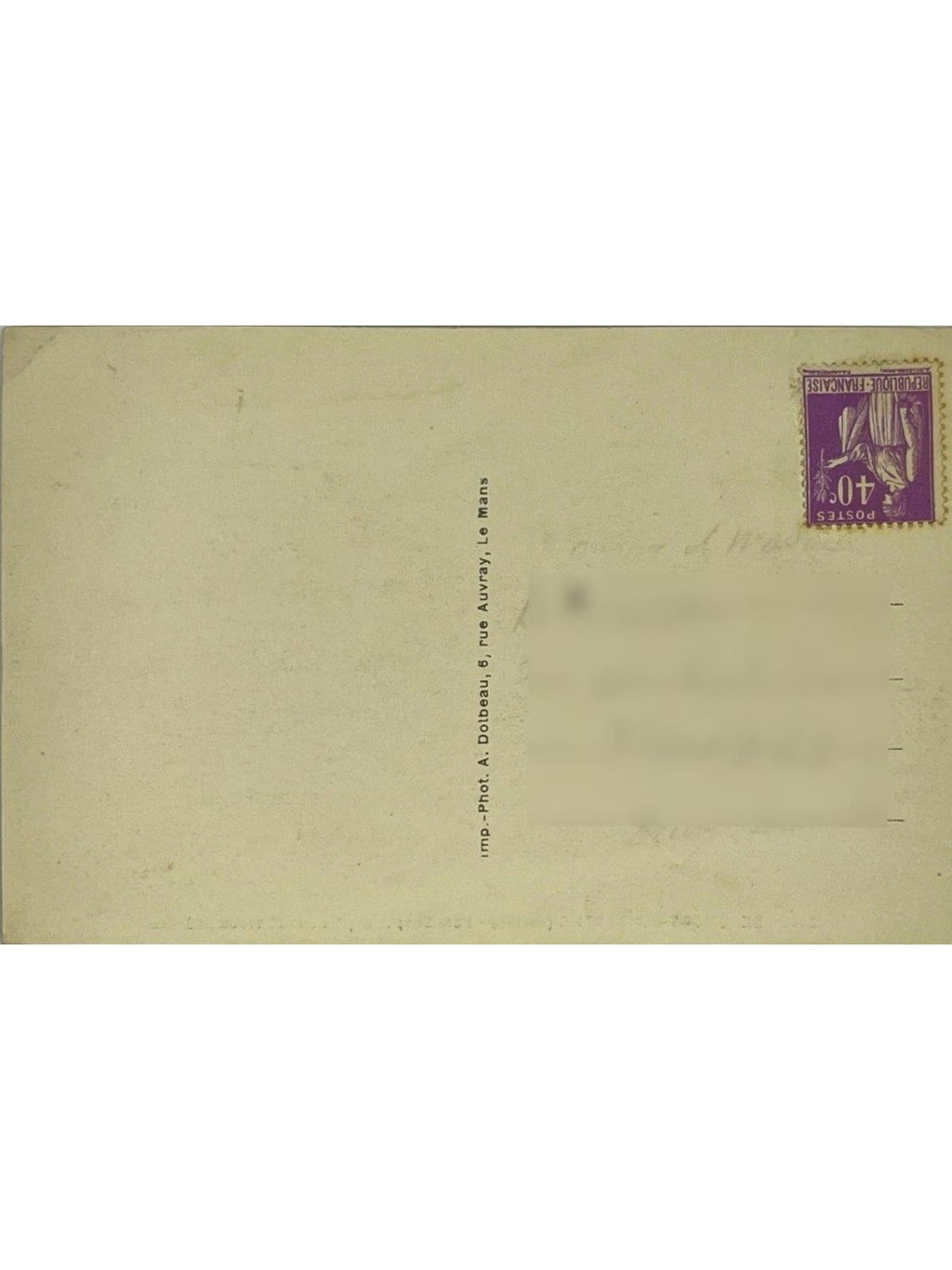 Verso de la carte postale