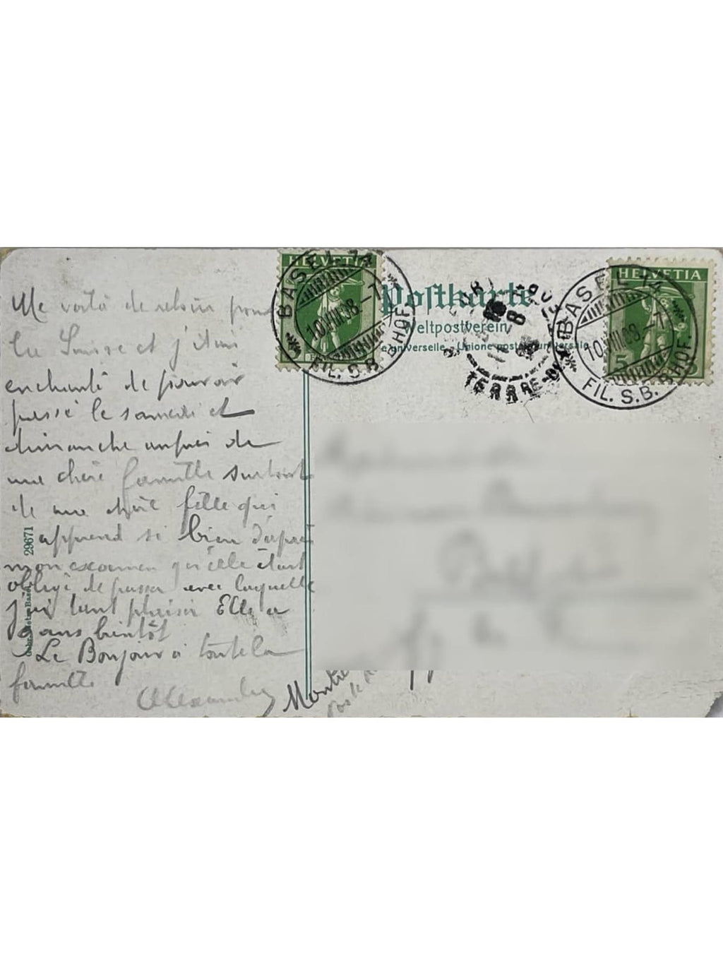 Verso de la carte postale