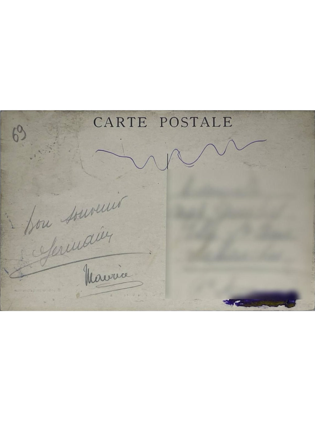 Verso de la carte postale