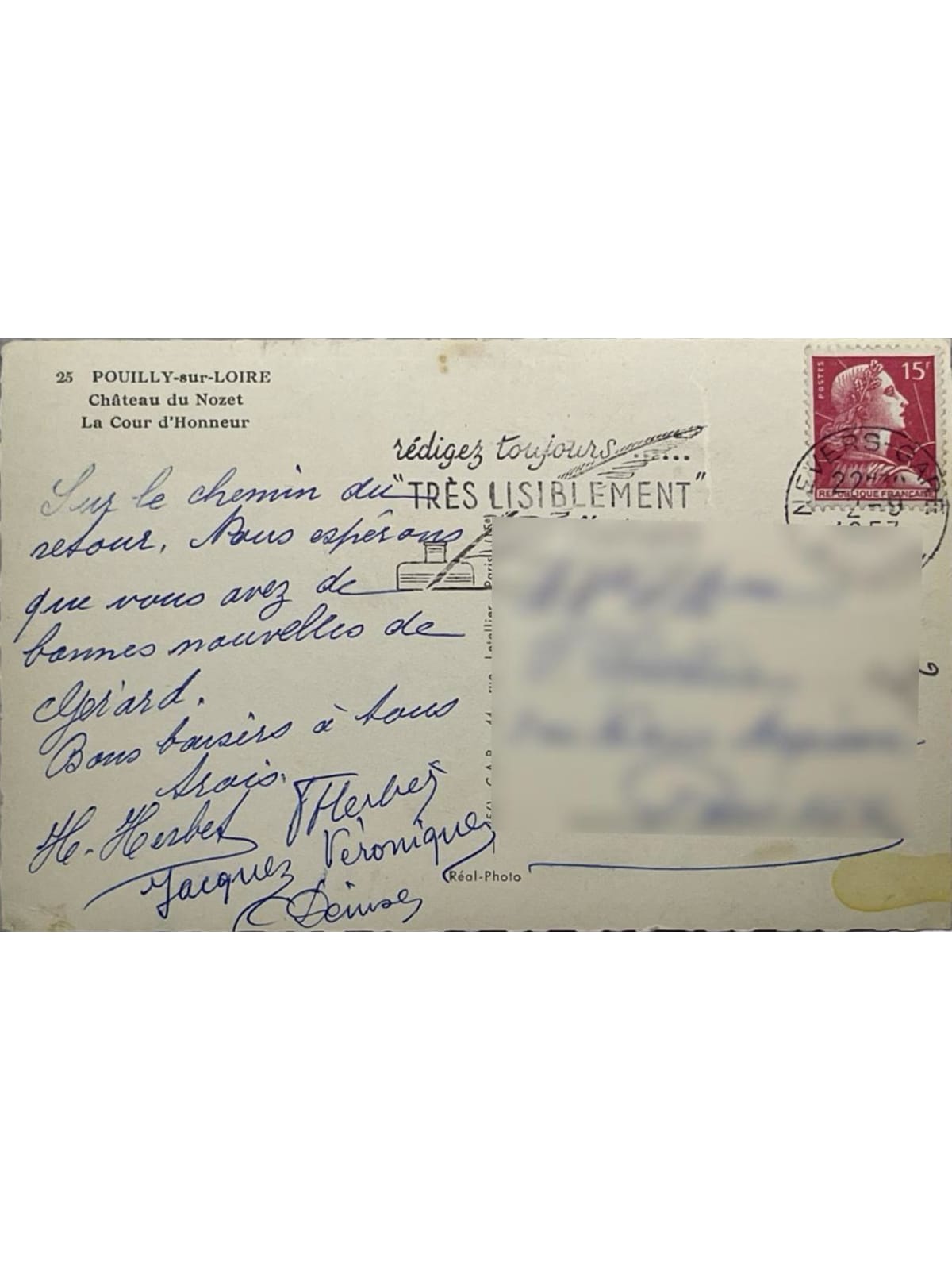 Verso de la carte postale