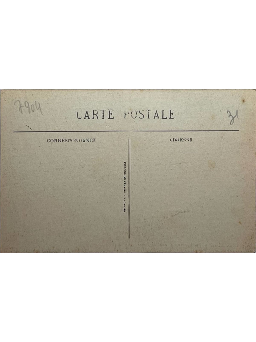 Verso de la carte postale