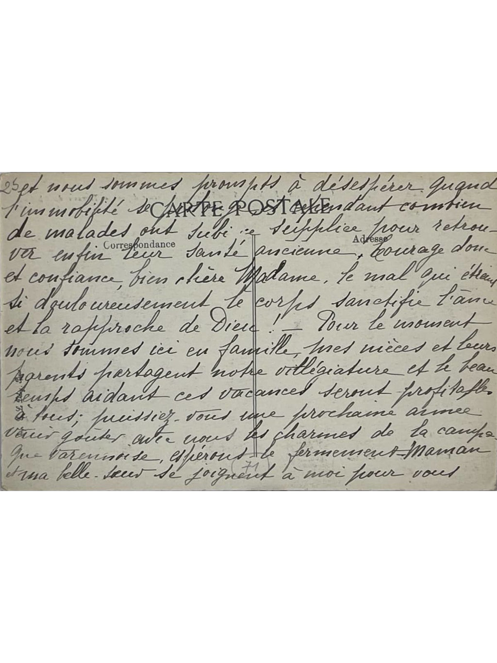 Verso de la carte postale