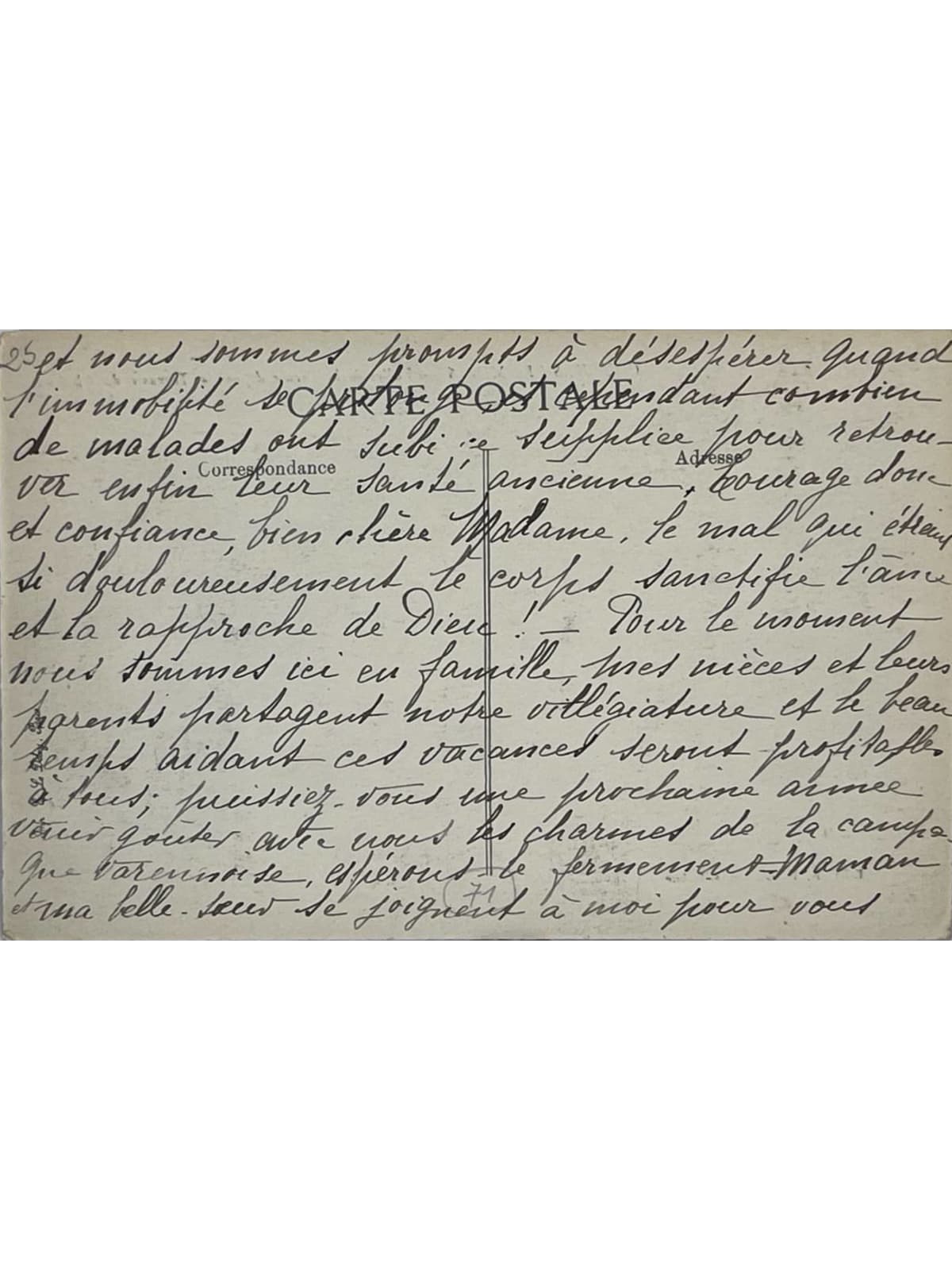 Verso de la carte postale