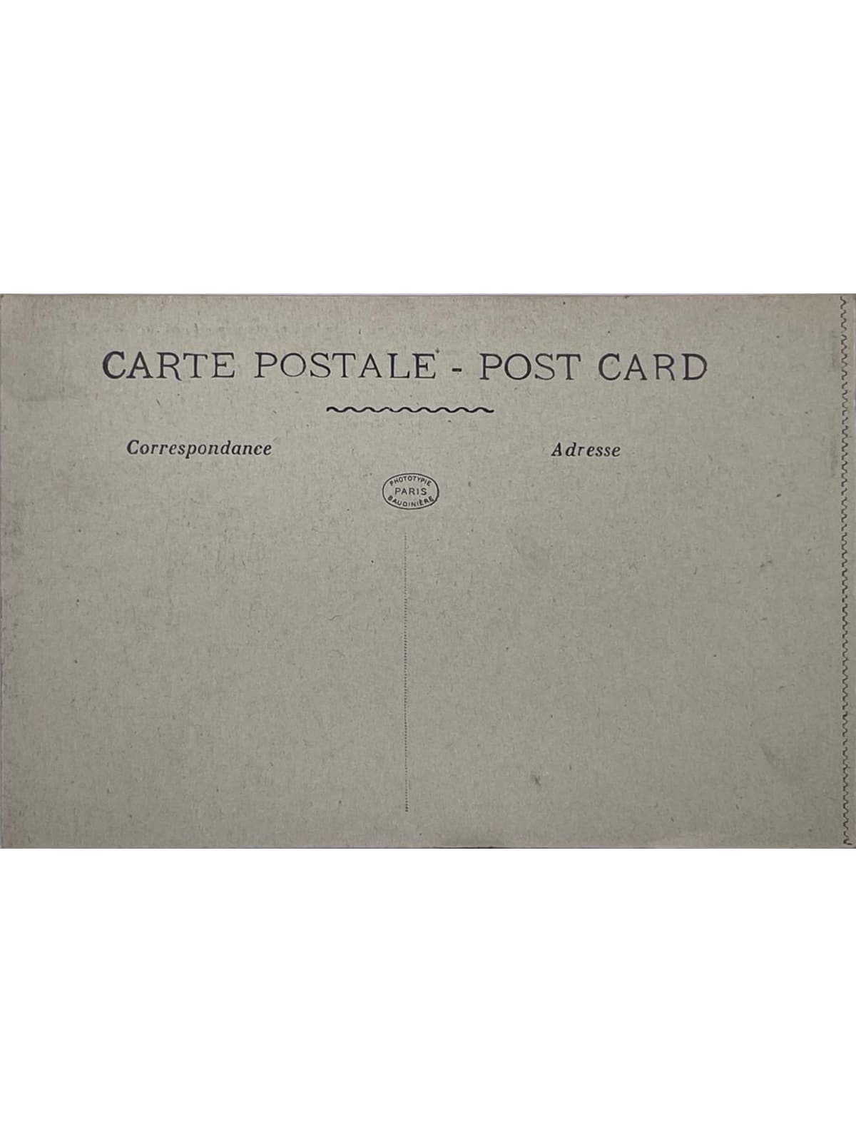 Verso de la carte postale