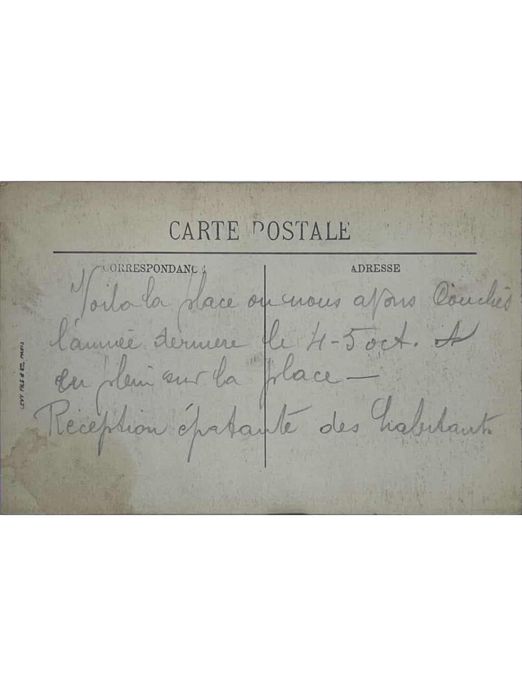 Verso de la carte postale