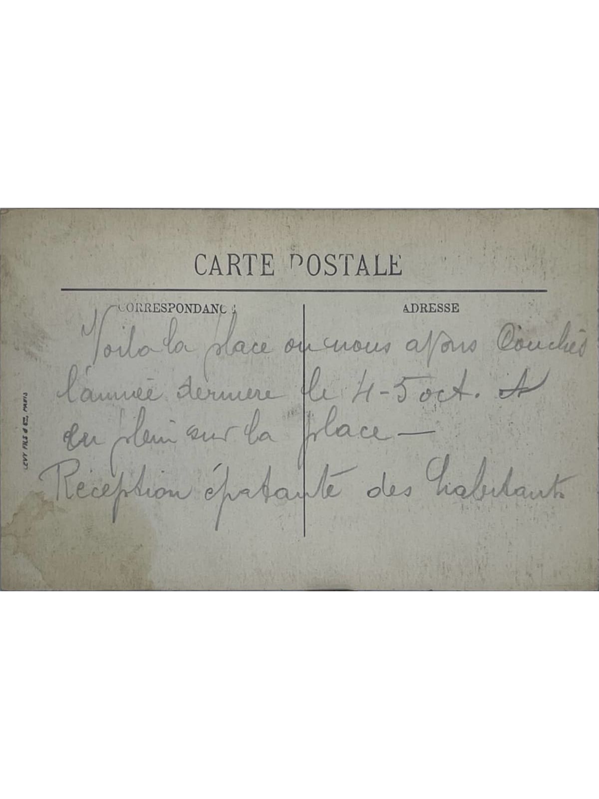 Verso de la carte postale