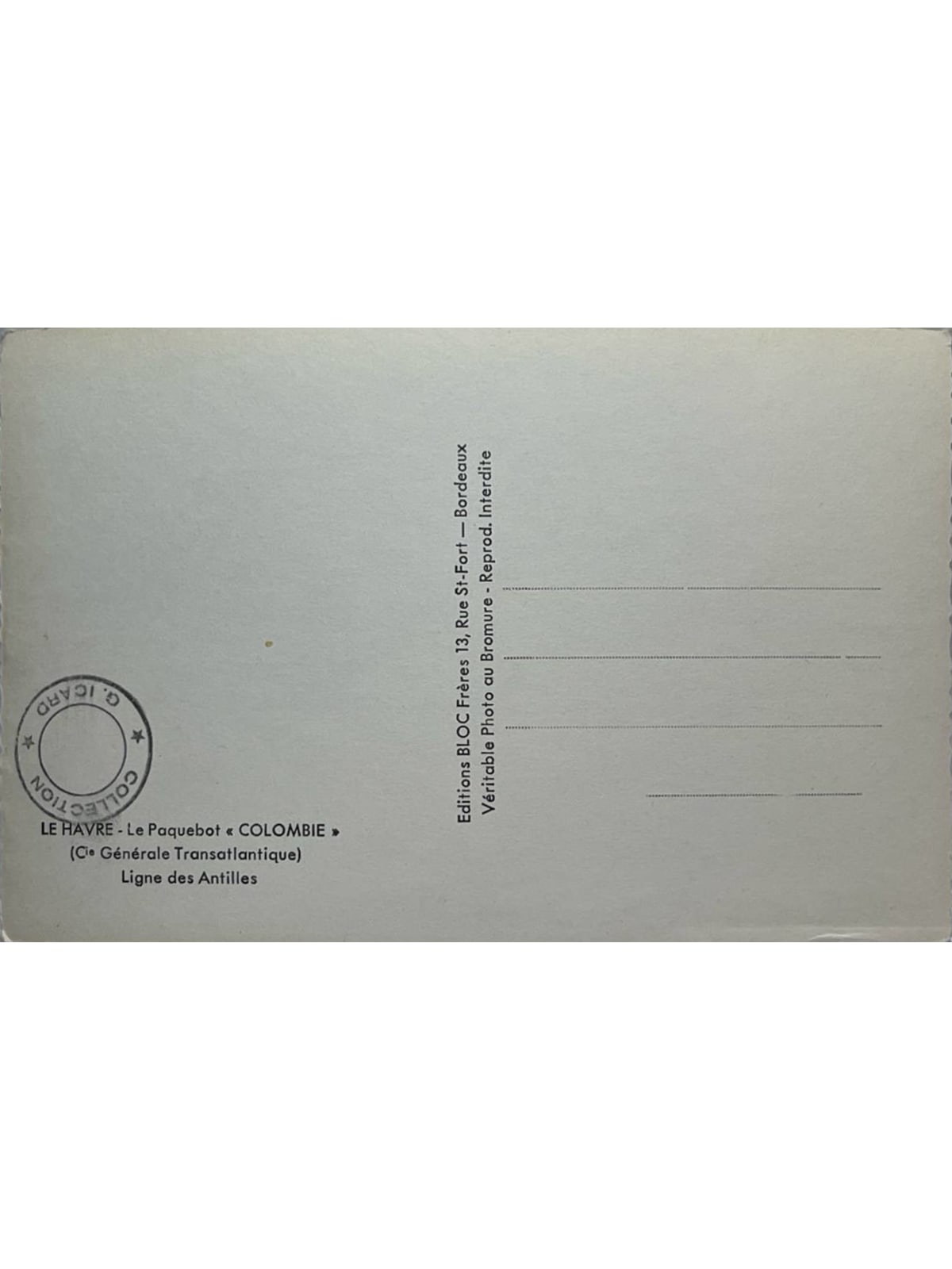 Verso de la carte postale