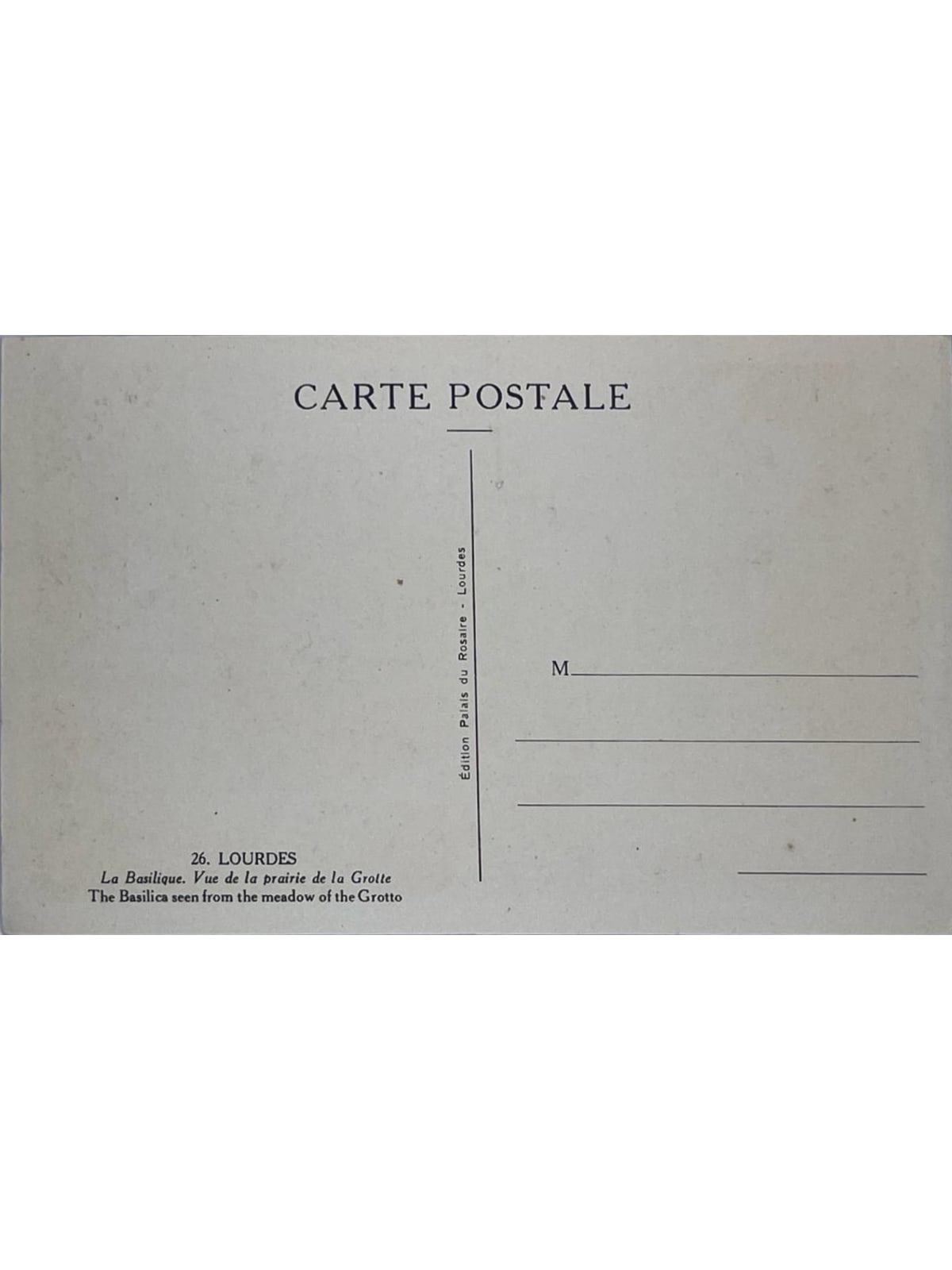 Verso de la carte postale