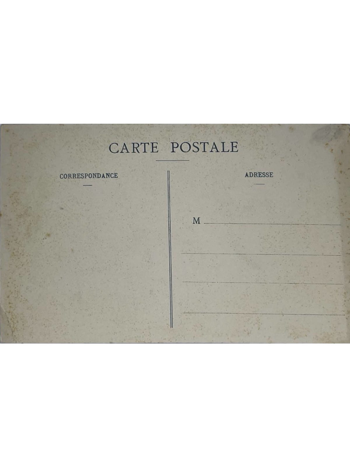 Verso de la carte postale