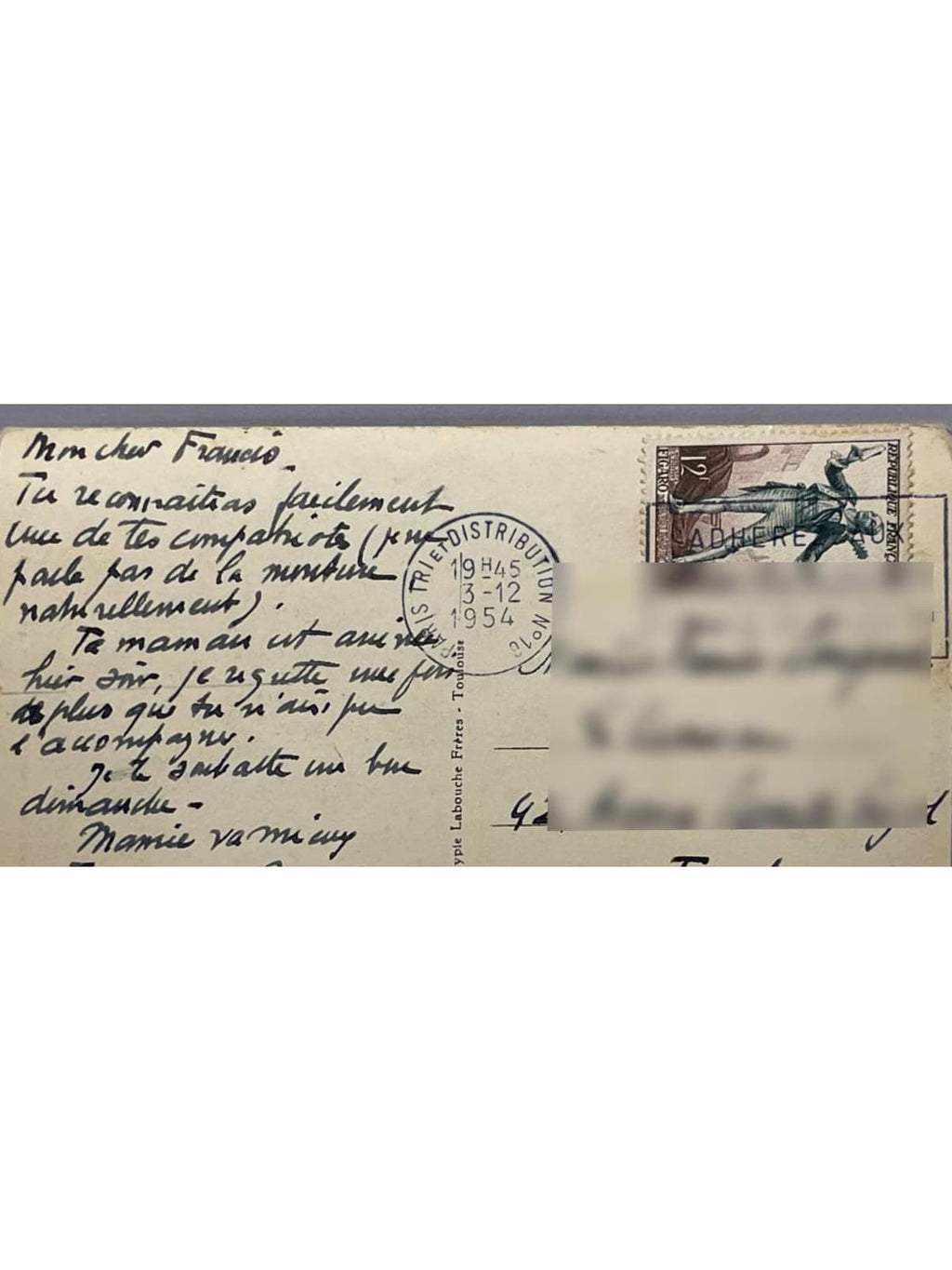 Verso de la carte postale