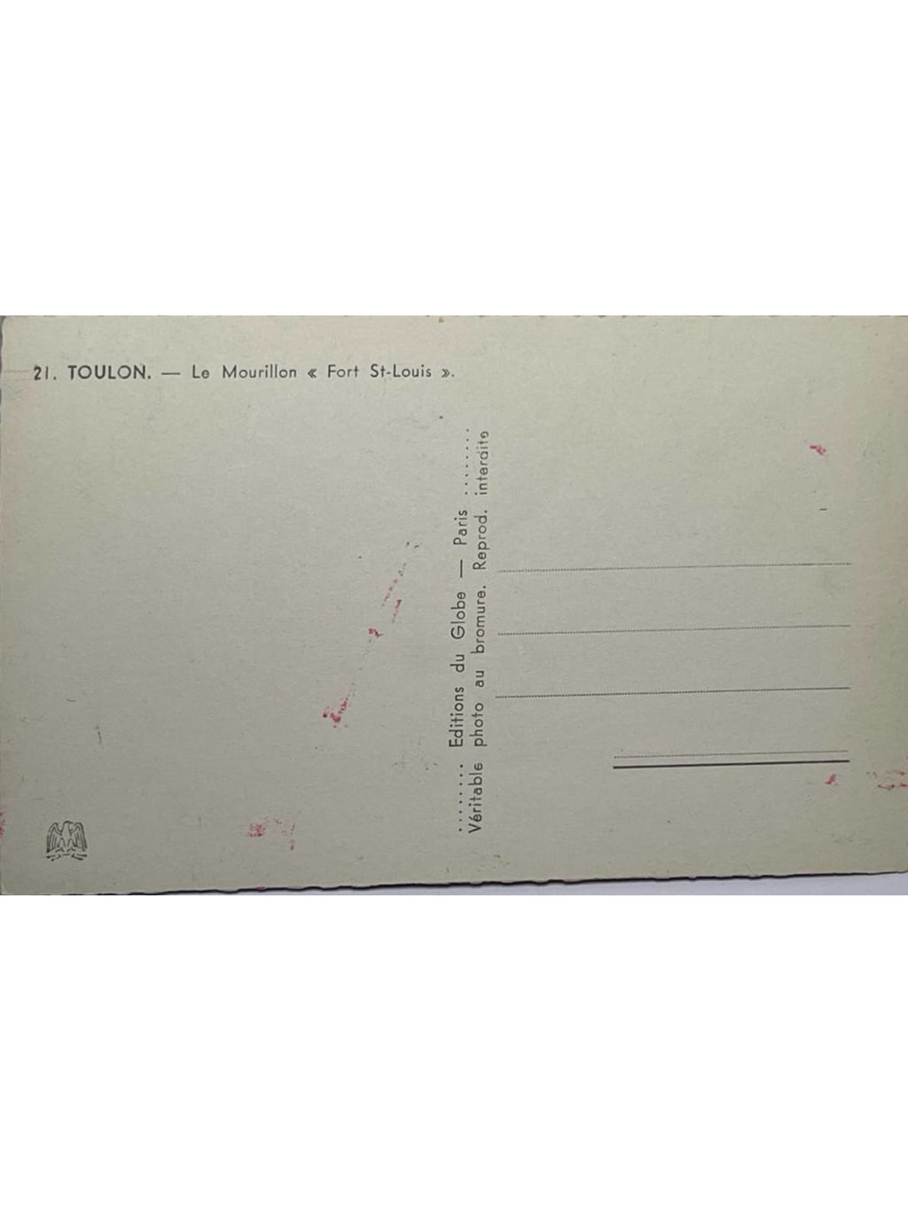 Verso de la carte postale