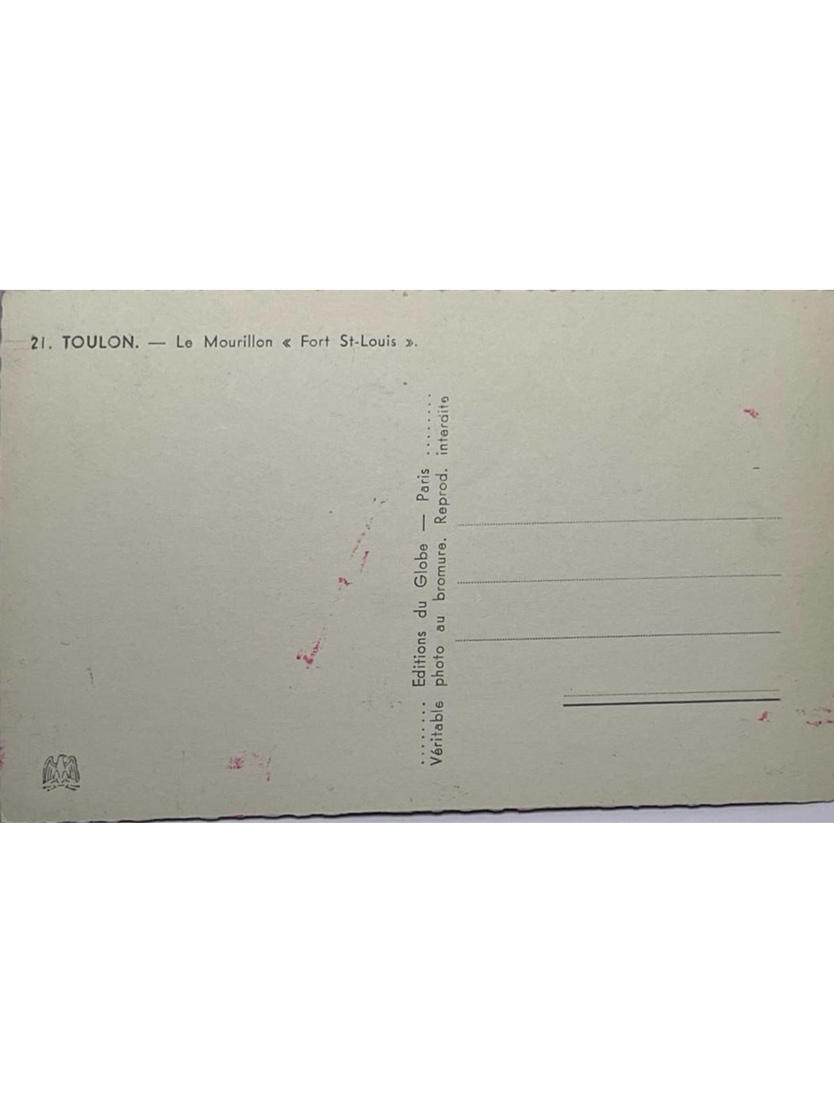 Verso de la carte postale