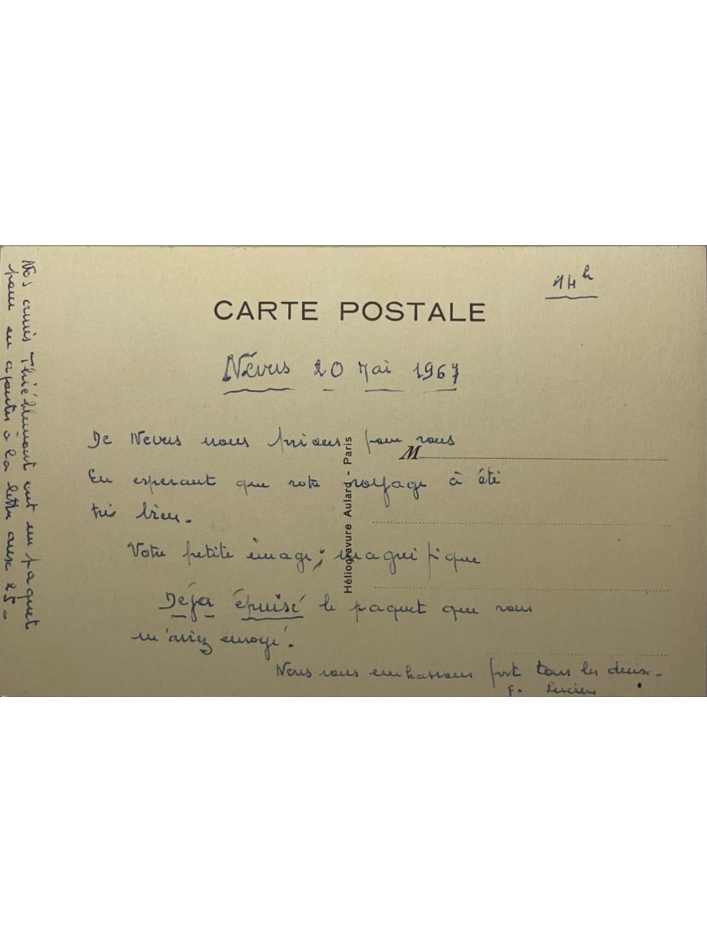 Verso de la carte postale